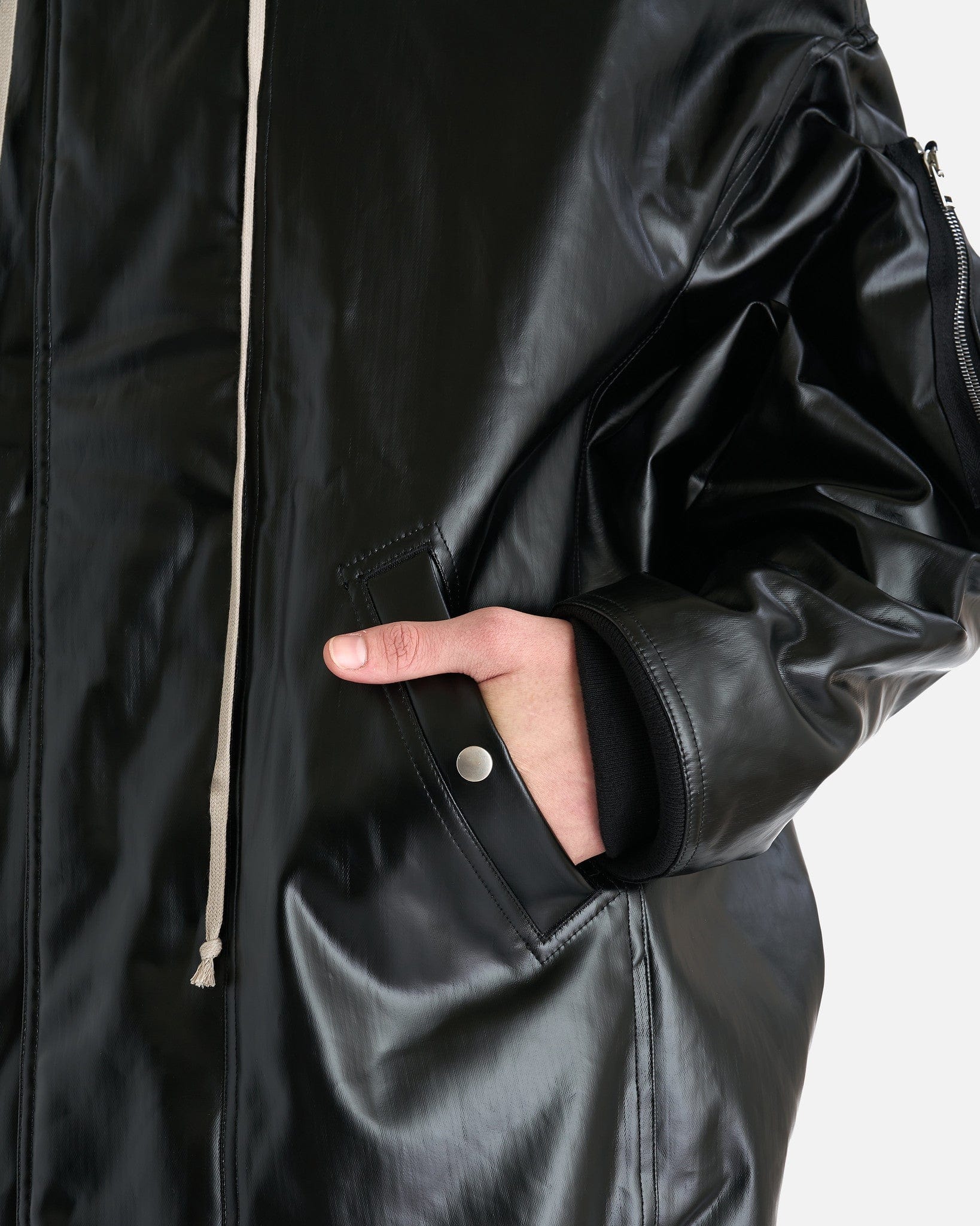 Denim Hooded Long Bomber In Black Rick owens – Гарантія оригінальності – збільшений вид