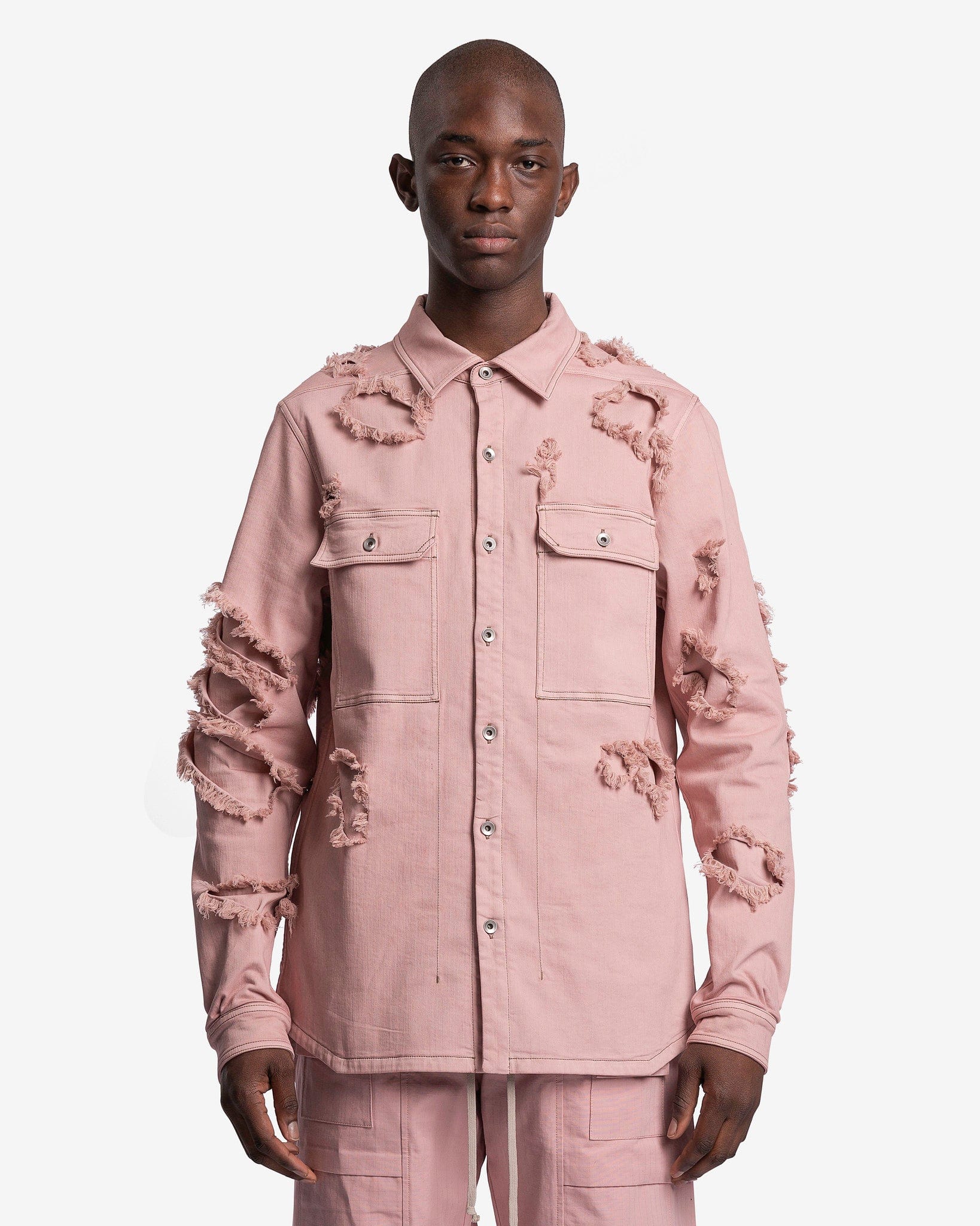 Denim Outershirt In Faded Pink Rick owens – Гарантія оригінальності – боковий вид