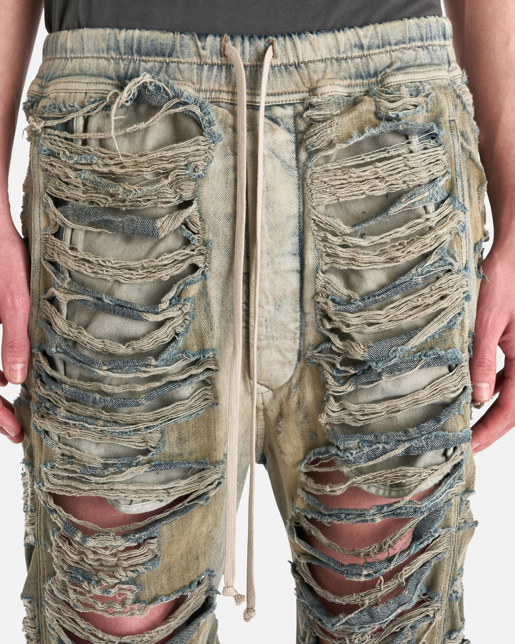 Denim Pusher Pants In Mineral Pearl Shredded Rick owens оригінал – Купити в Україні – збільшений вид