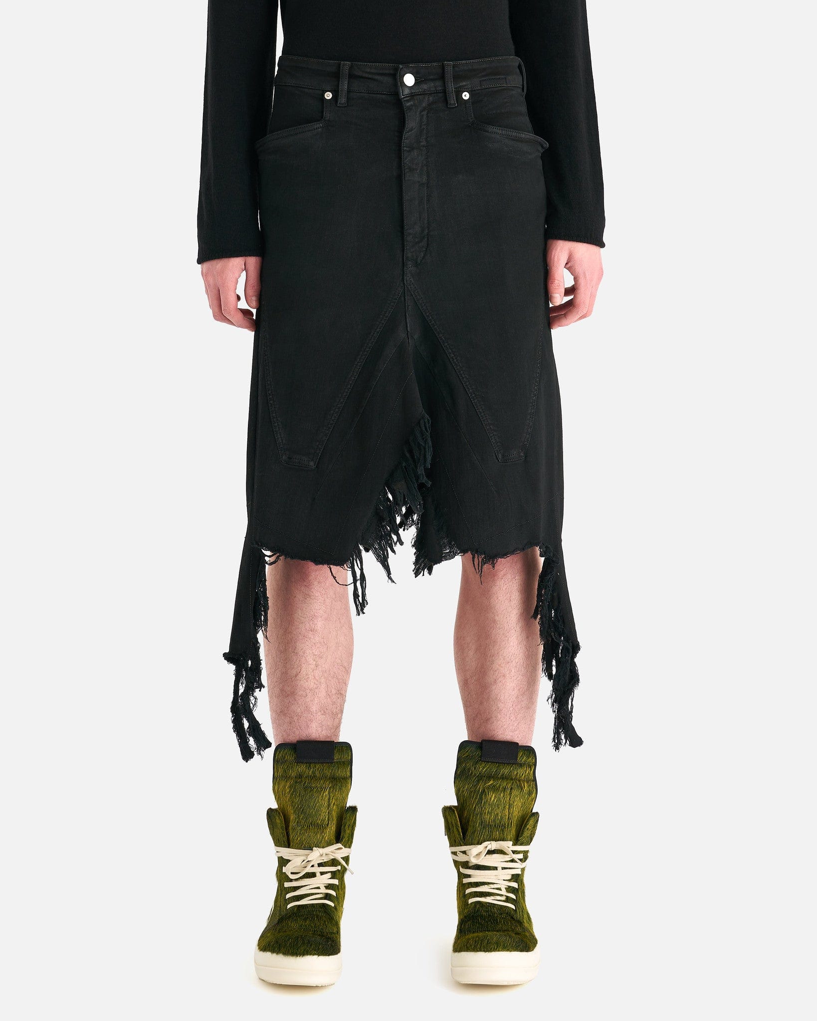 Оригінальна Denim Silvered Skirt In Black Rick owens – боковий вид