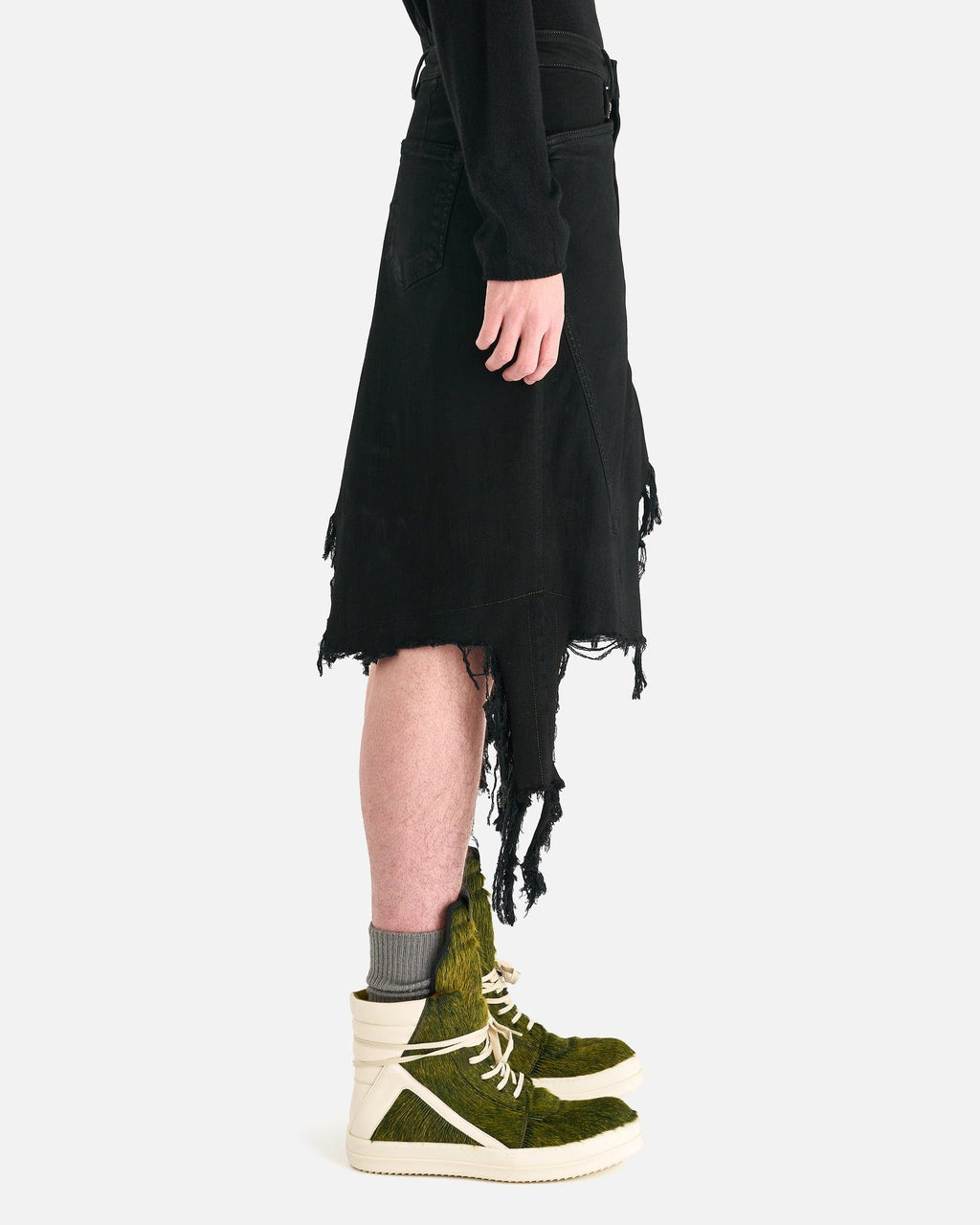 Оригінальна Denim Silvered Skirt In Black Rick owens – вид ззаду