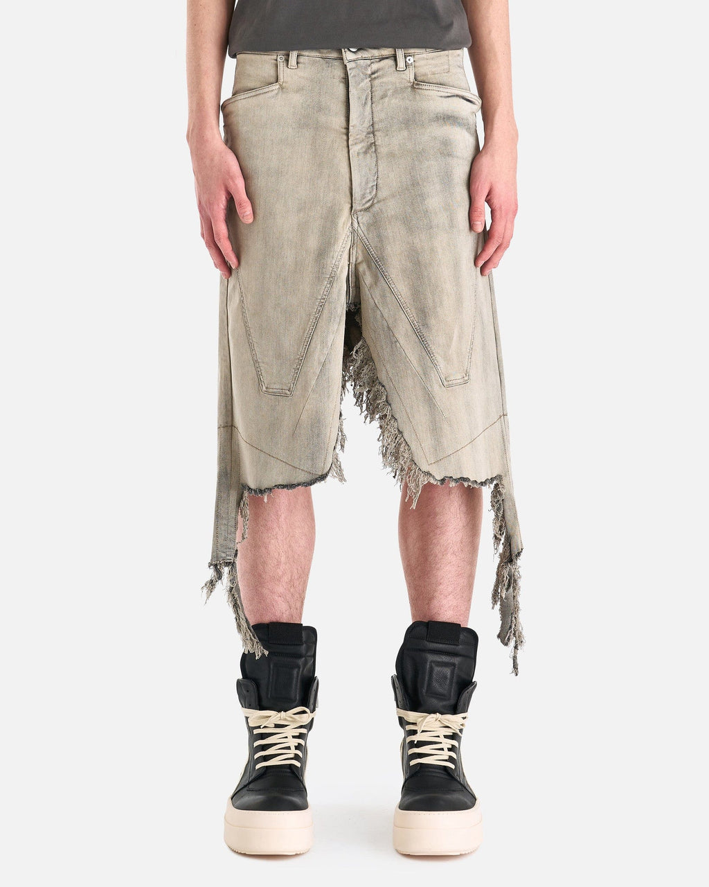 Denim Silvered Skirt In Mineral Fringed Rick owens оригінал – Купити в Україні – боковий вид