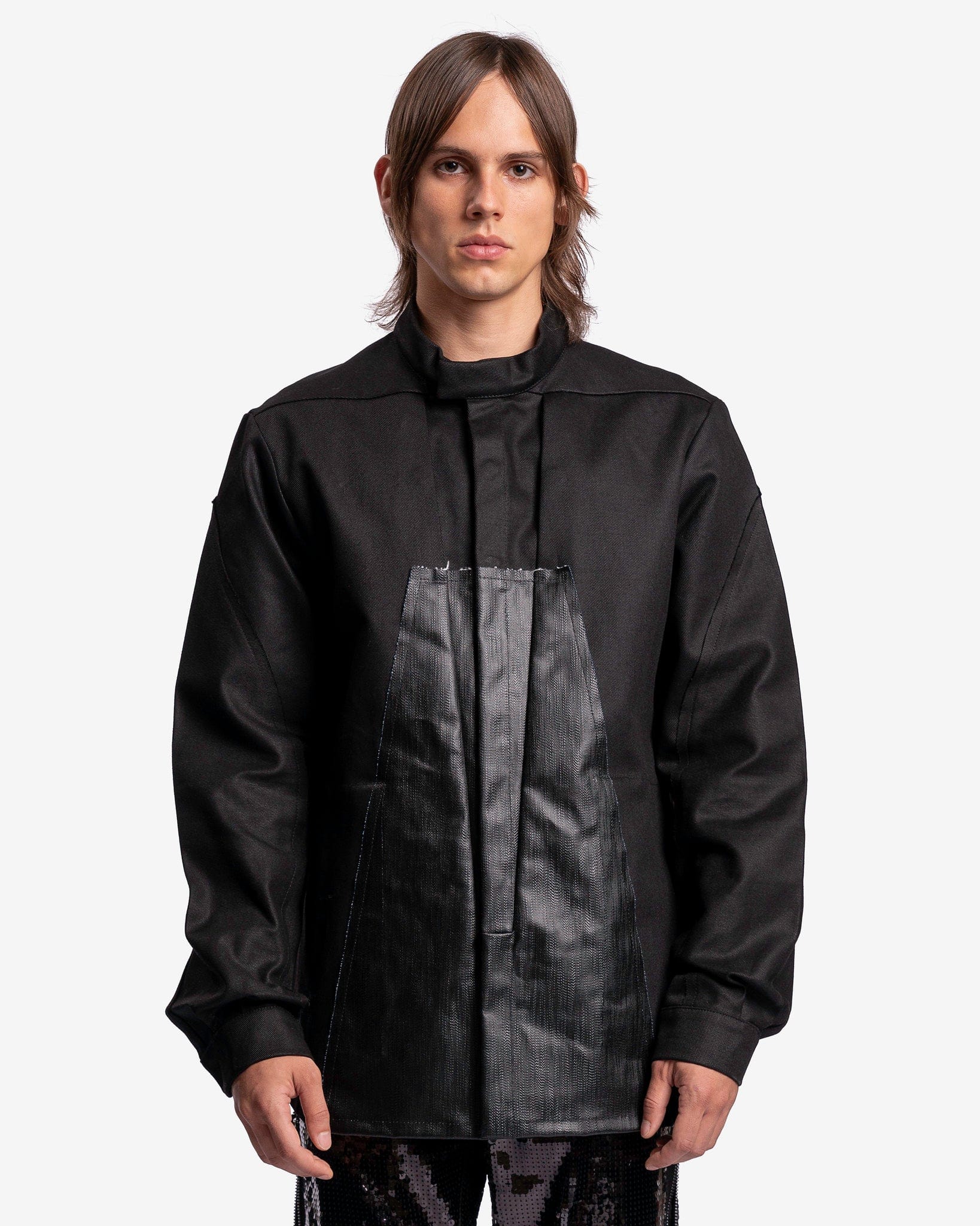 Denim Splintered Outershirt In Black Rick owens оригінал – Купити в Україні – боковий вид