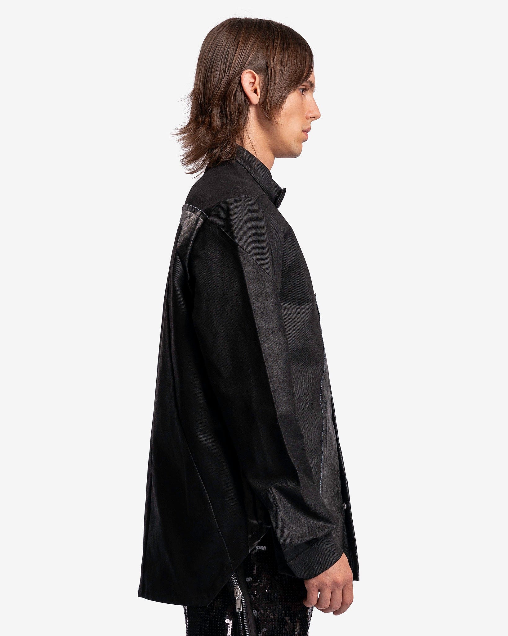Denim Splintered Outershirt In Black Rick owens оригінал – Купити в Україні – вид ззаду