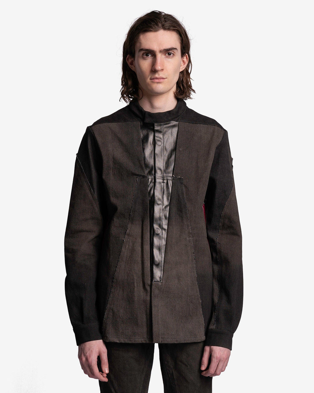 Denim Splintered Outershirt In Brown Rick owens оригінал – Купити в Україні – боковий вид