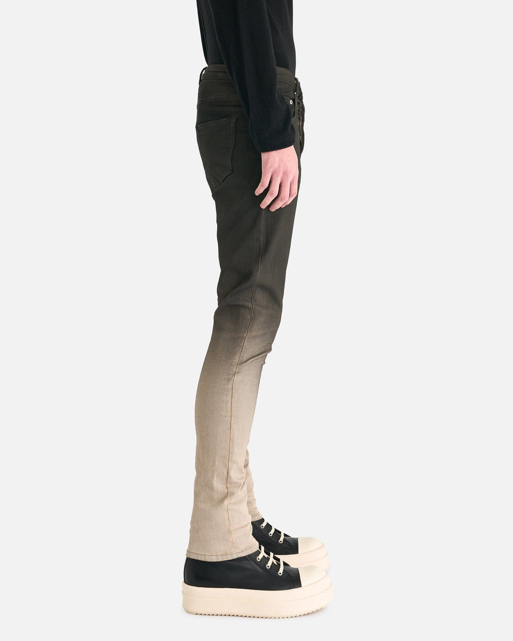 Detroit Cut Denim In Black Pearl Degrade Rick owens – Гарантія оригінальності – вид ззаду