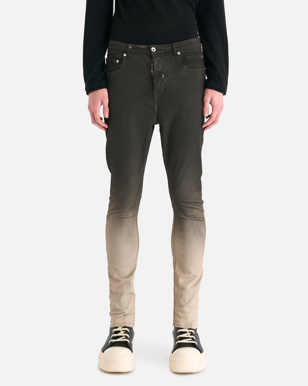 Detroit Cut Denim In Black Pearl Degrade Rick owens – Гарантія оригінальності – боковий вид