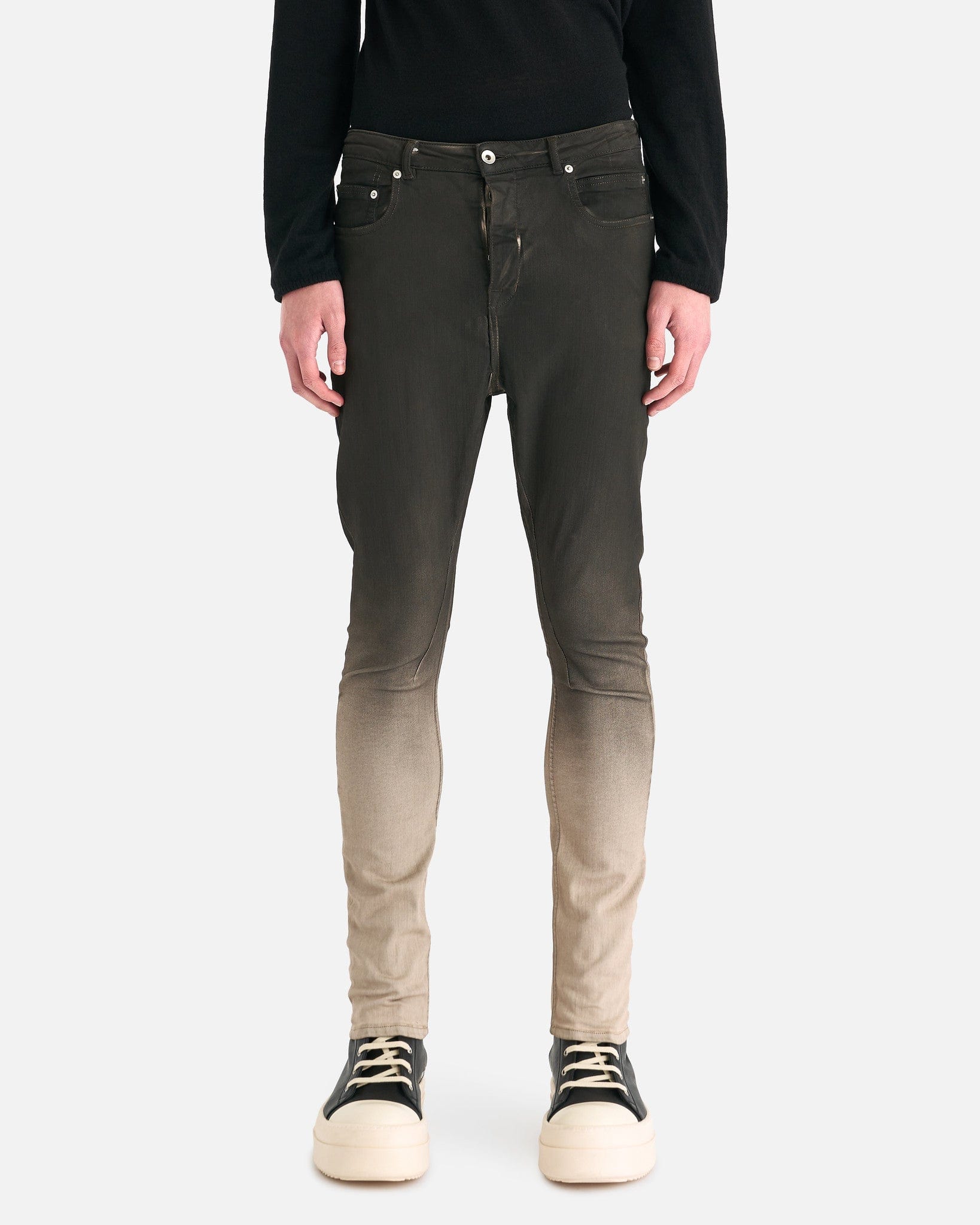 Detroit Cut Denim In Black Pearl Degrade Rick owens – Гарантія оригінальності – боковий вид