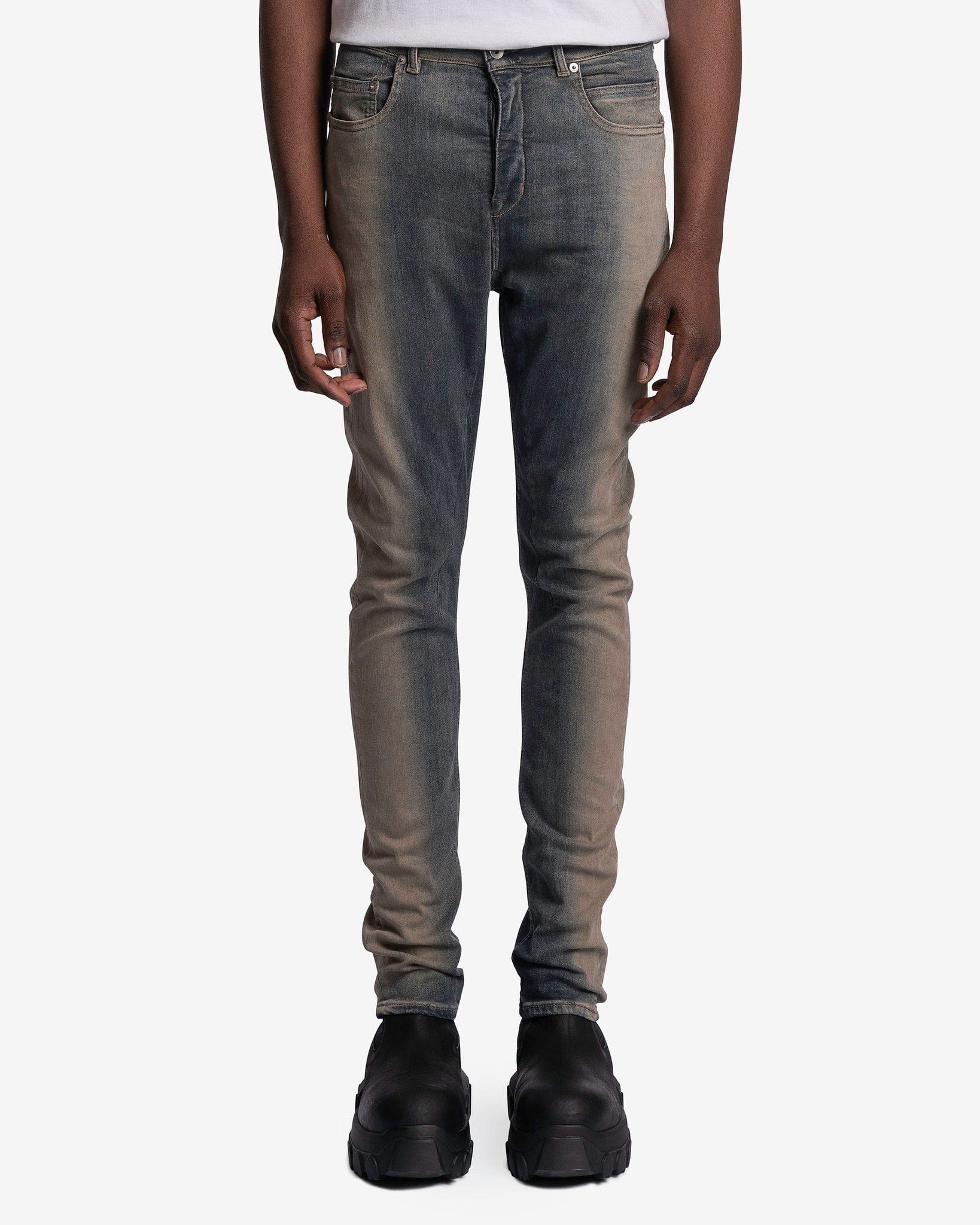 Оригінальна Detroit Cut Denim In Mineral Pearl Degrade Rick owens – боковий вид