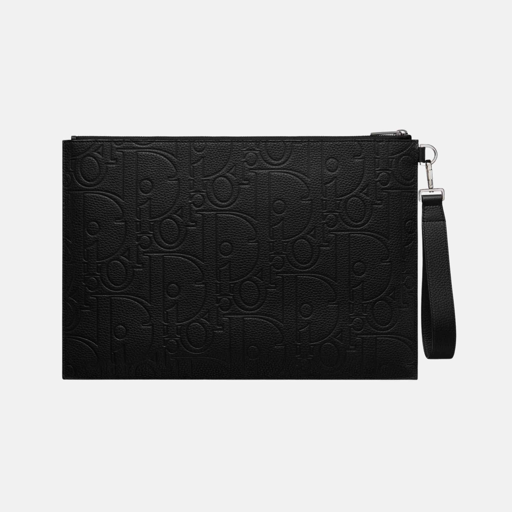 A4 Pouch Black Dior Gravity Leather And Black Grained Calfskin Dior – Гарантія оригінальності – детальний вид