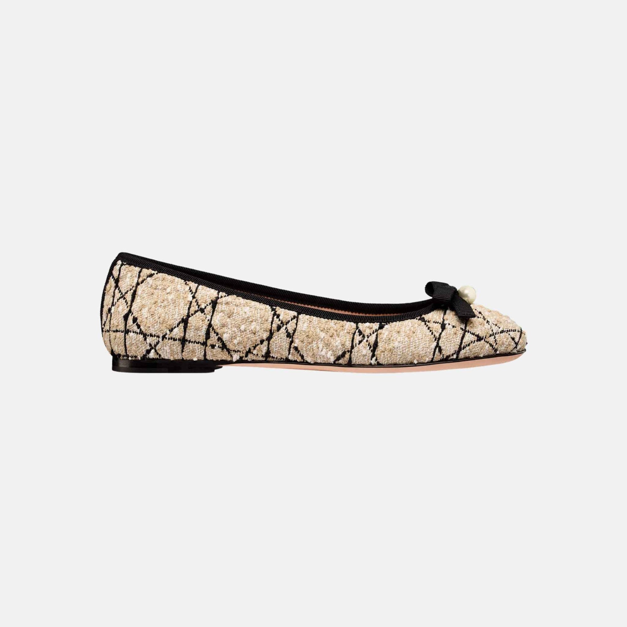 Оригінальна Ballet Flat Beige And Black Cannage Tweed Dior – вид ззаду