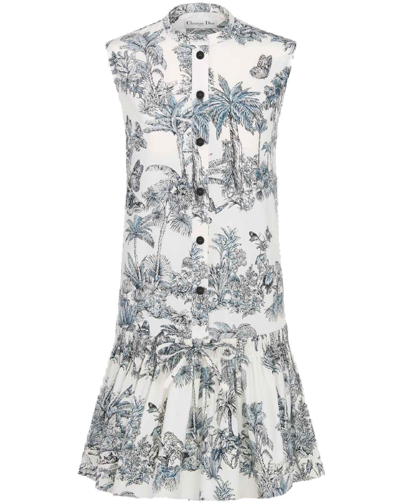 iviera Straight Ruffled Dress In Toile De Jouy Cotton Silk Dior оригінал – Купити в Україні