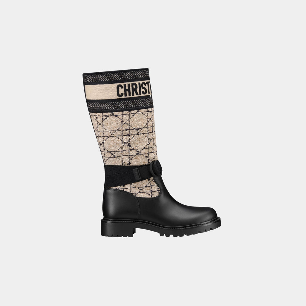 D Major Boot Cannage Tweed And Black Calfskin Dior – Гарантія оригінальності – детальний вид