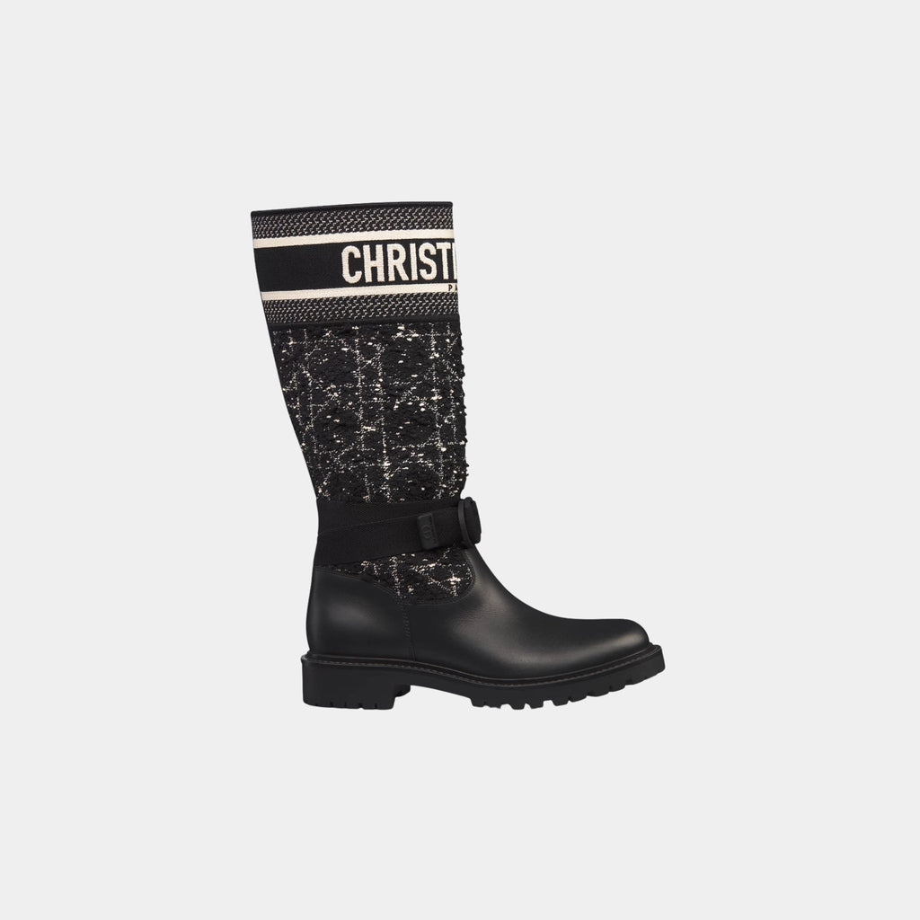 D Major Boot Cannage Tweed And Black Calfskin Dior – Гарантія оригінальності – боковий вид