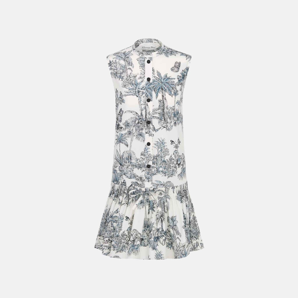 iviera Straight Ruffled Dress In Toile De Jouy Cotton Silk Dior оригінал – Купити в Україні – боковий вид
