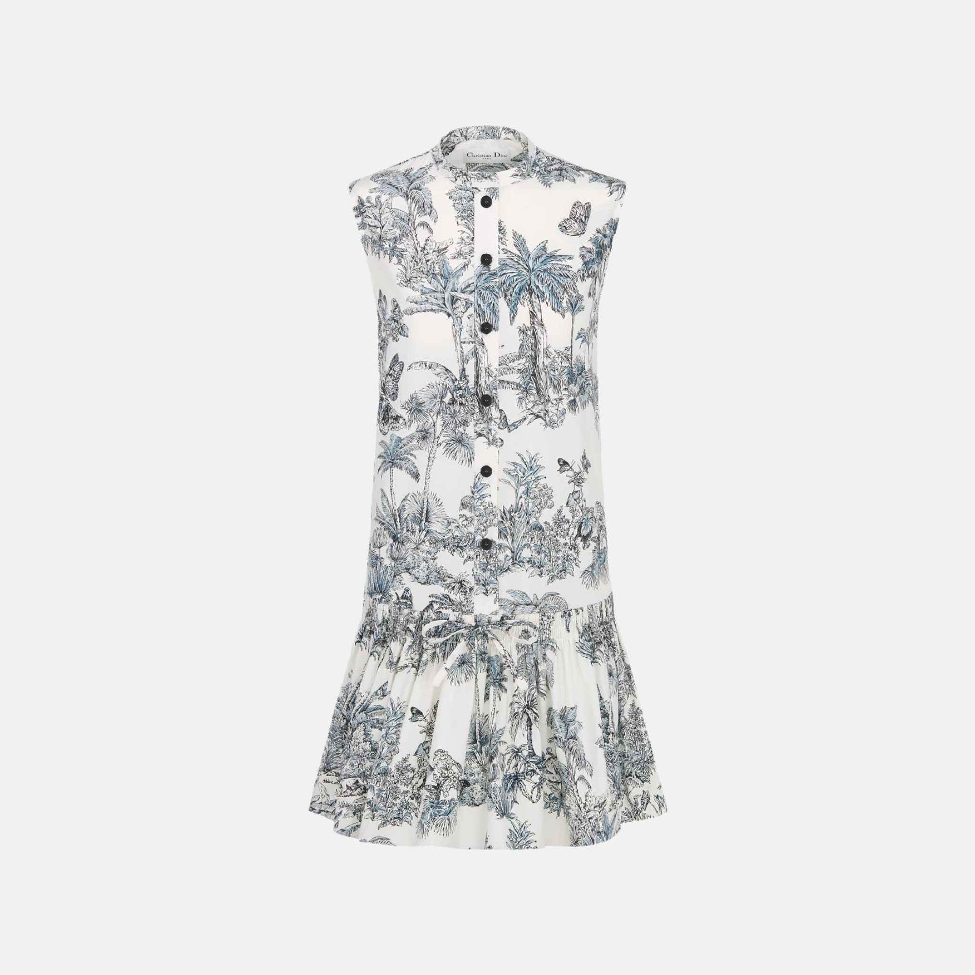 iviera Straight Ruffled Dress In Toile De Jouy Cotton Silk Dior оригінал – Купити в Україні – боковий вид