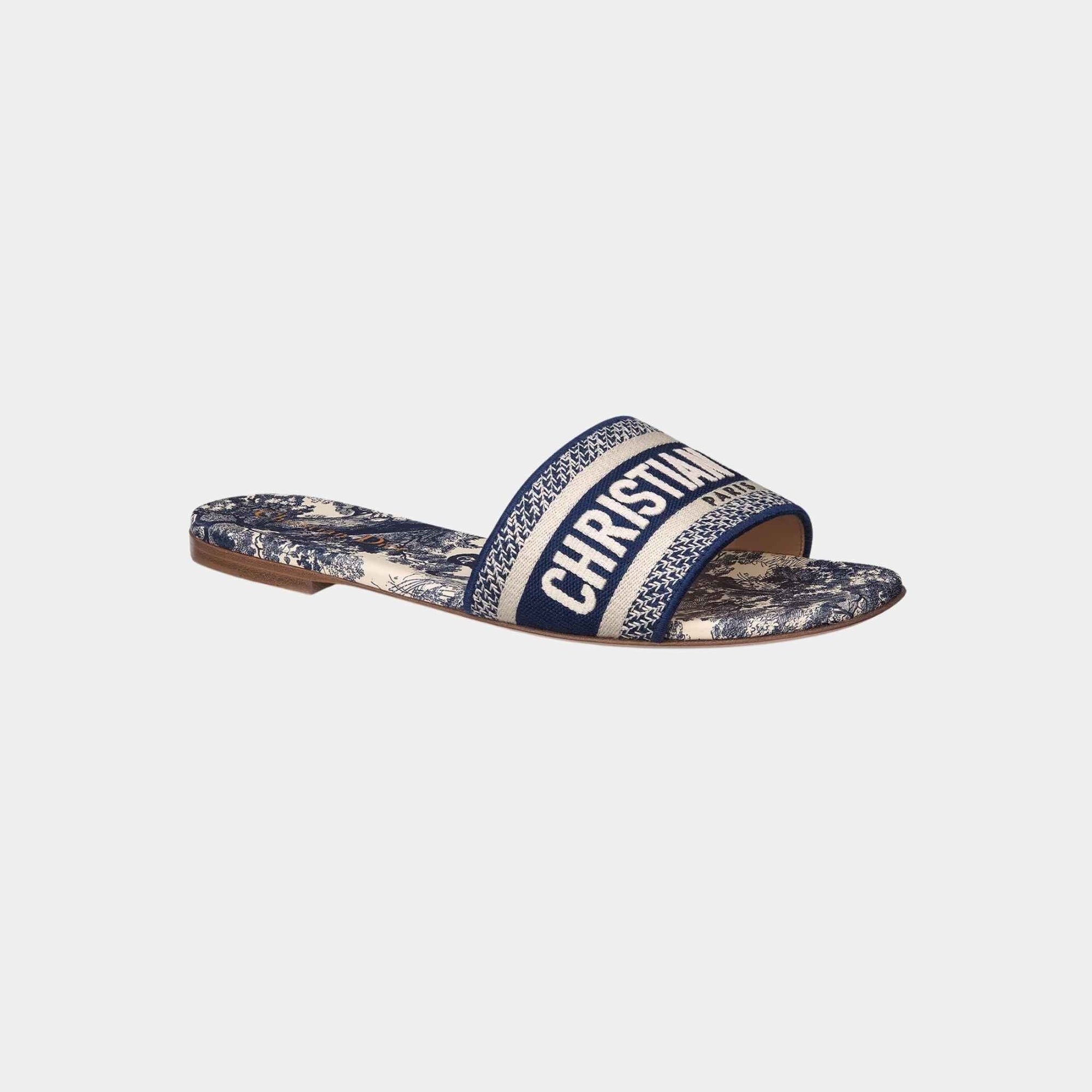 Dway Slide Embroidered Cotton Vibrant Blue Dior – Гарантія оригінальності – вид ззаду