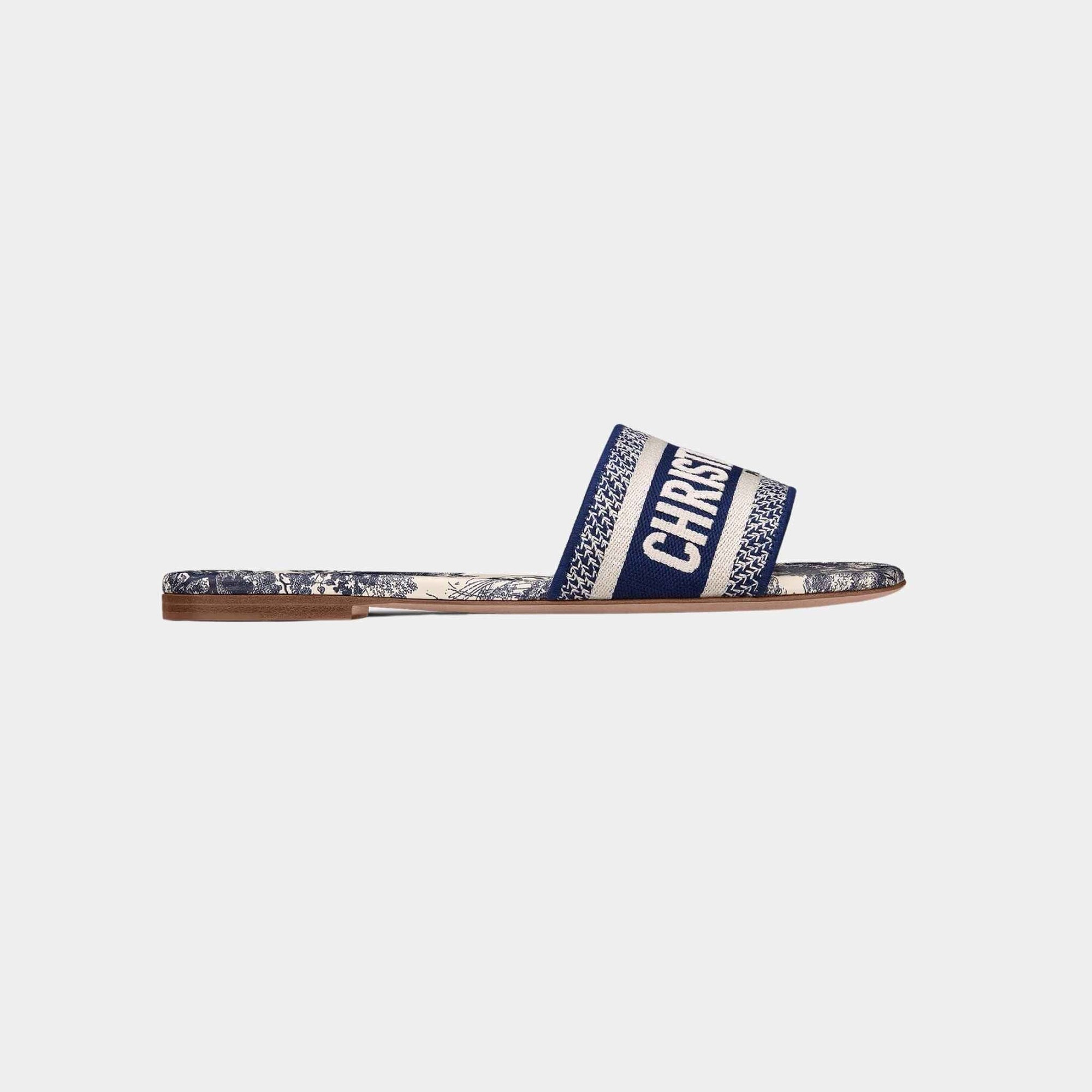 Dway Slide Embroidered Cotton Vibrant Blue Dior – Гарантія оригінальності – боковий вид