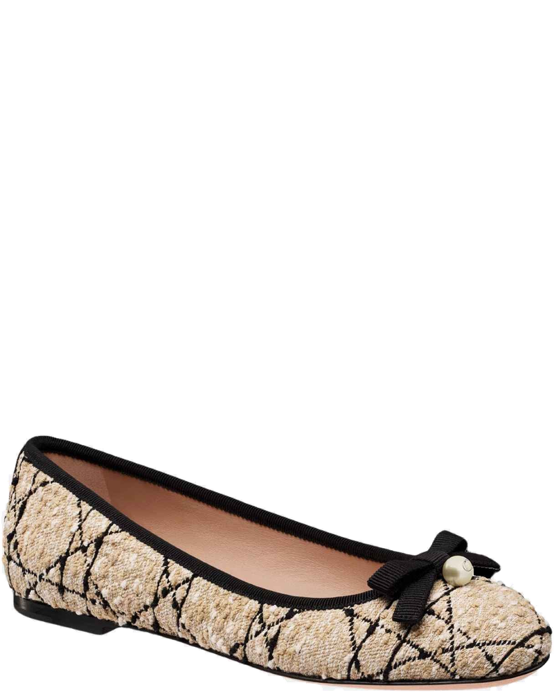 Оригінальна Ballet Flat Beige And Black Cannage Tweed Dior