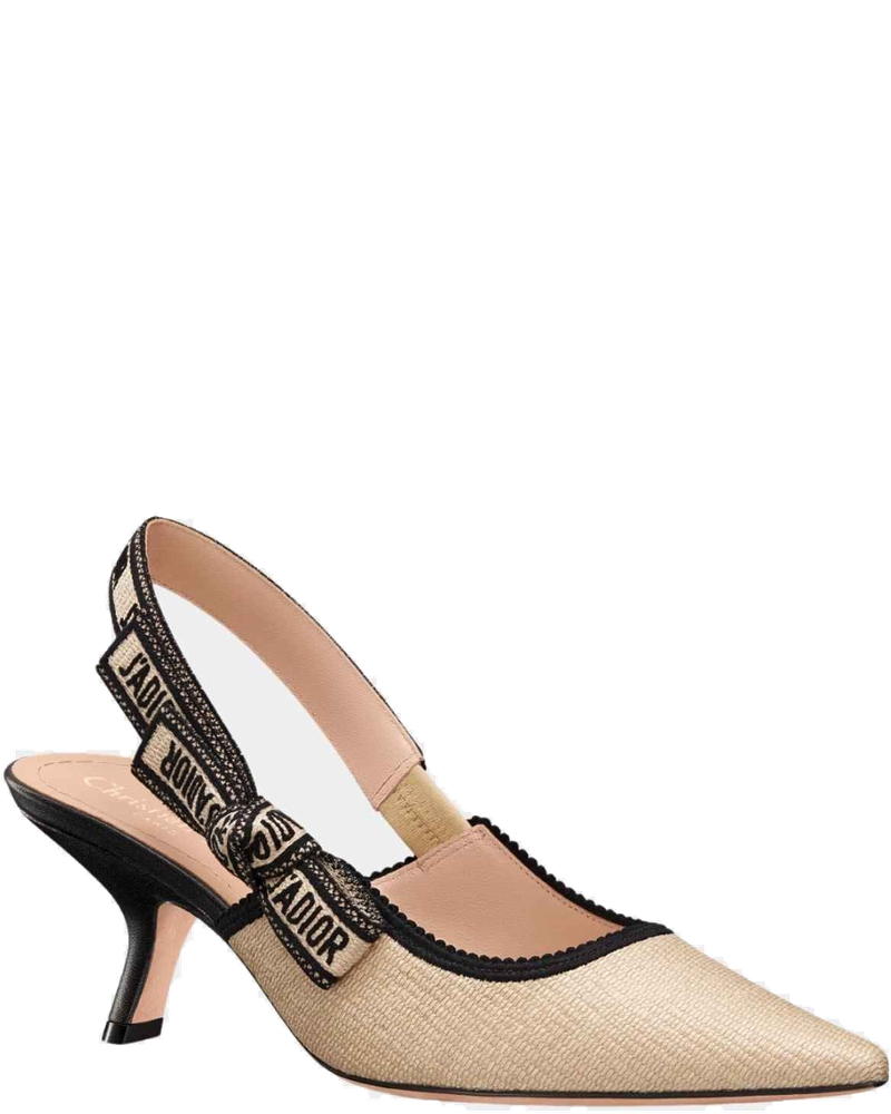 Оригінальна Jadior Slingback Pump Heels Natural Raffia And Black Dior