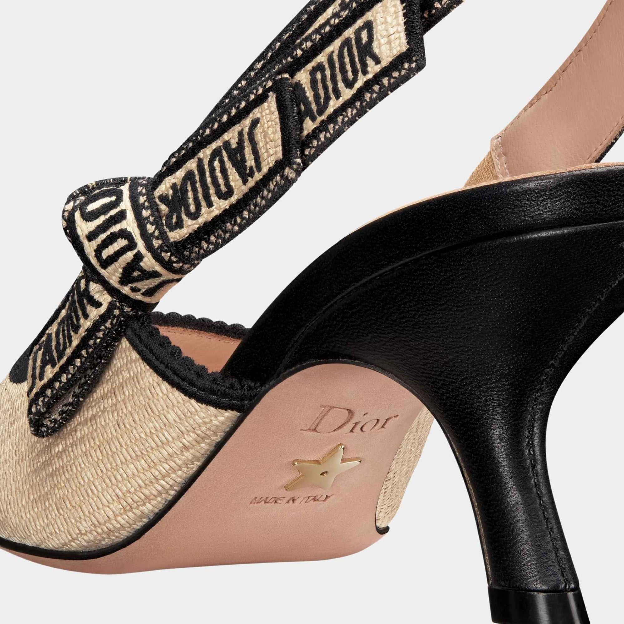 Оригінальна Jadior Slingback Pump Heels Natural Raffia And Black Dior – детальний вид