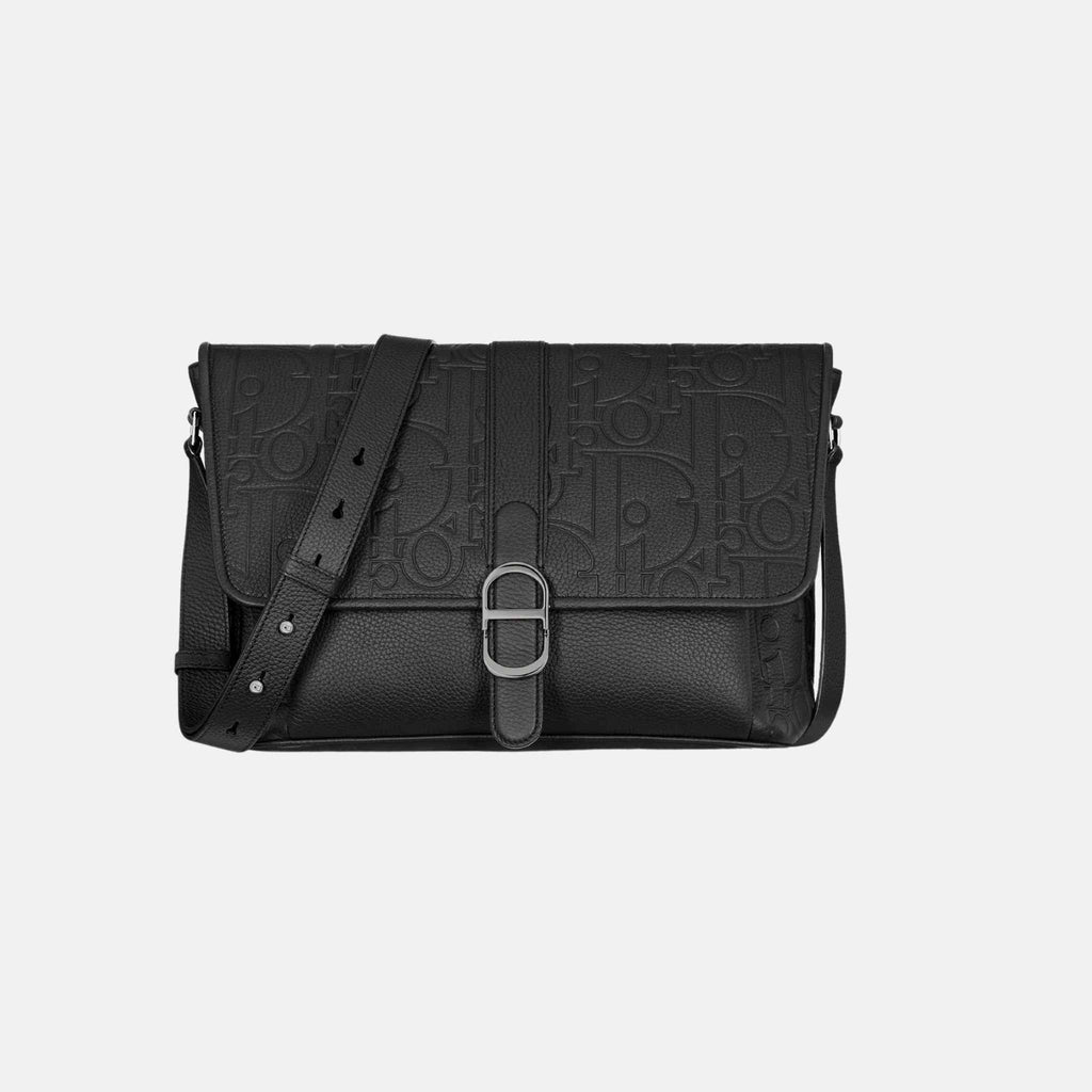 Large Daily Messenger Bag With Flap In Grained Calfskin Dior – Гарантія оригінальності – боковий вид