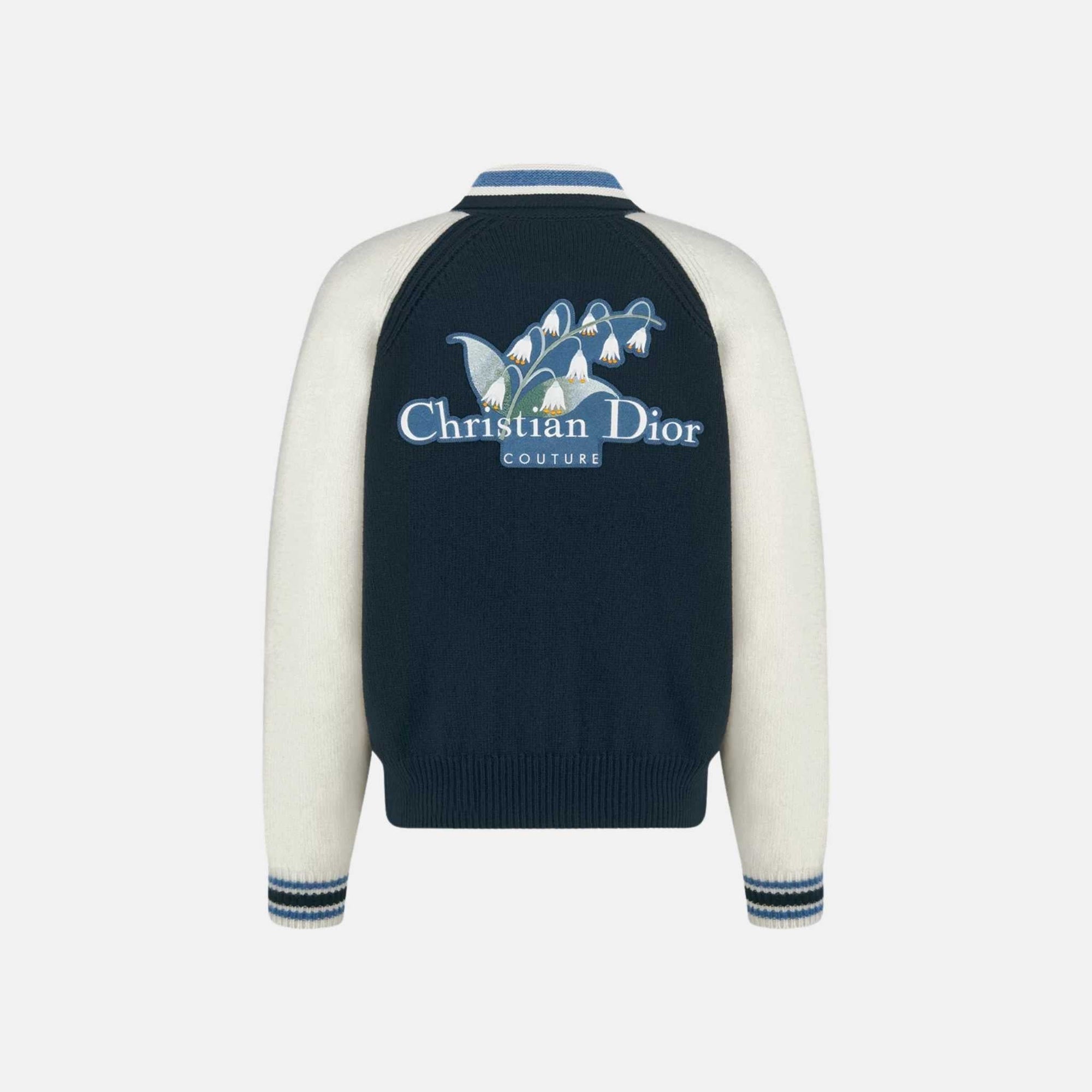 Lily Of The Valley Varsity Cardigan In Felted Wool Jersey Dior – Гарантія оригінальності – вид ззаду