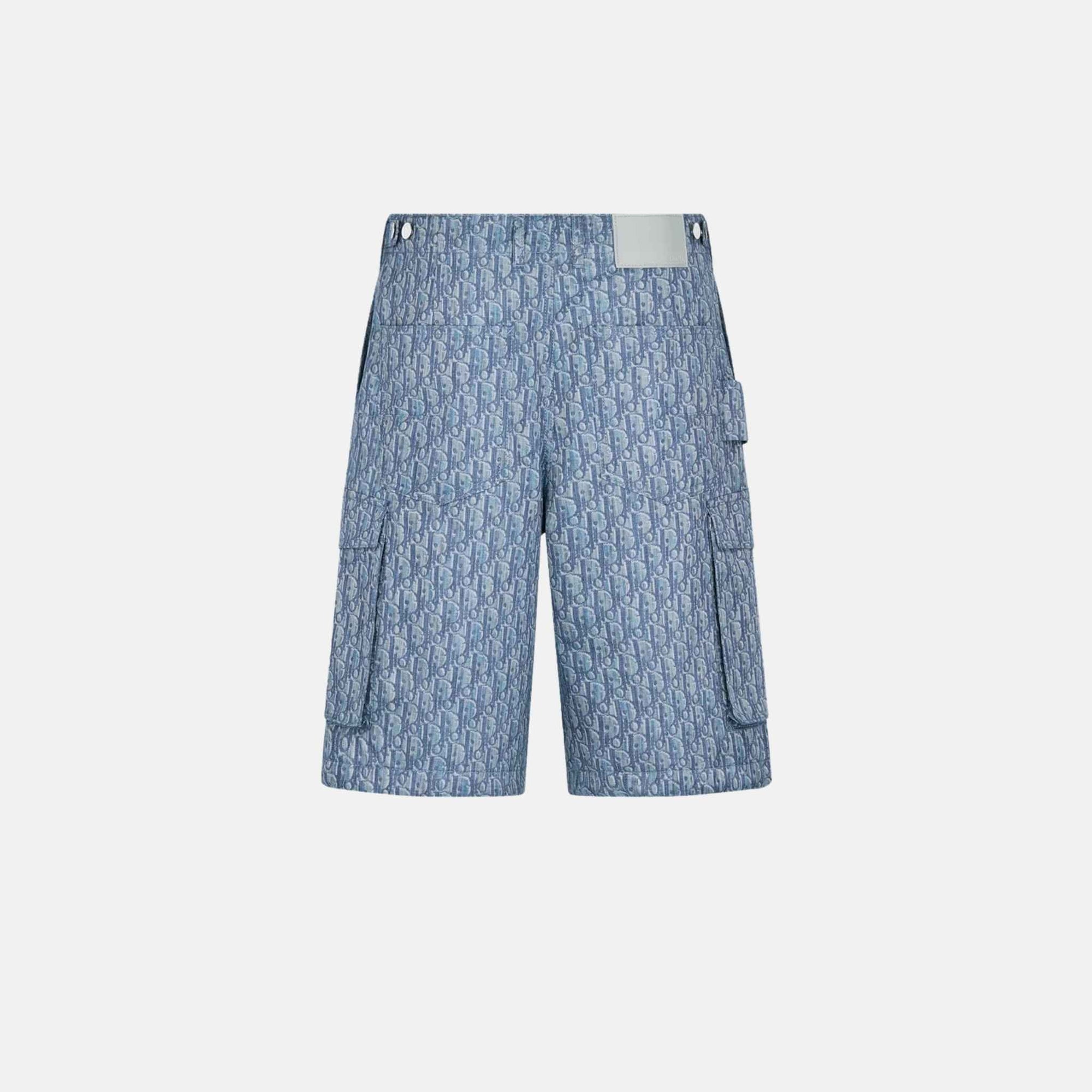 Оригінальна Oblique Bermuda Cargo Shorts In Cotton Blend Twill Dior – вид ззаду