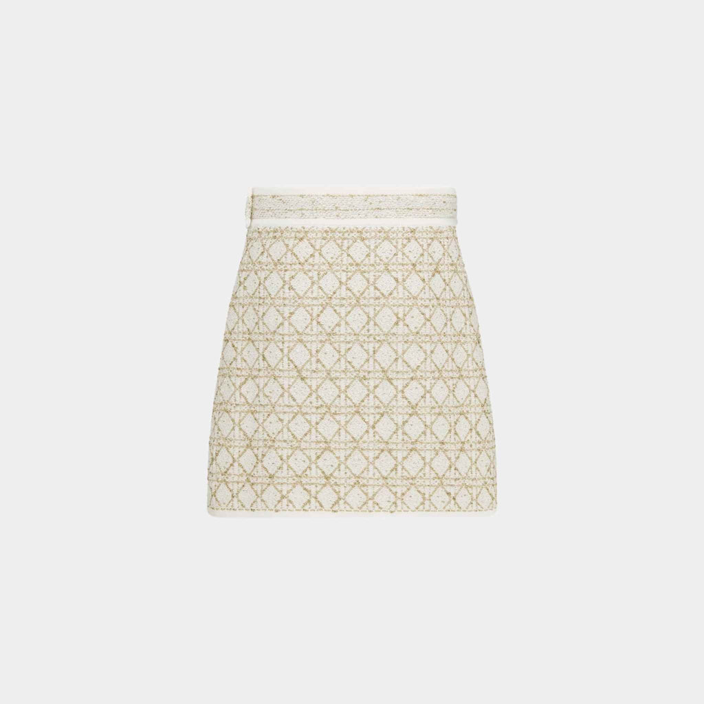 Or Cannage Miniskirt White And Gold-Tone Cotton-Blend Tweed Dior оригінал – Купити в Україні – вид ззаду