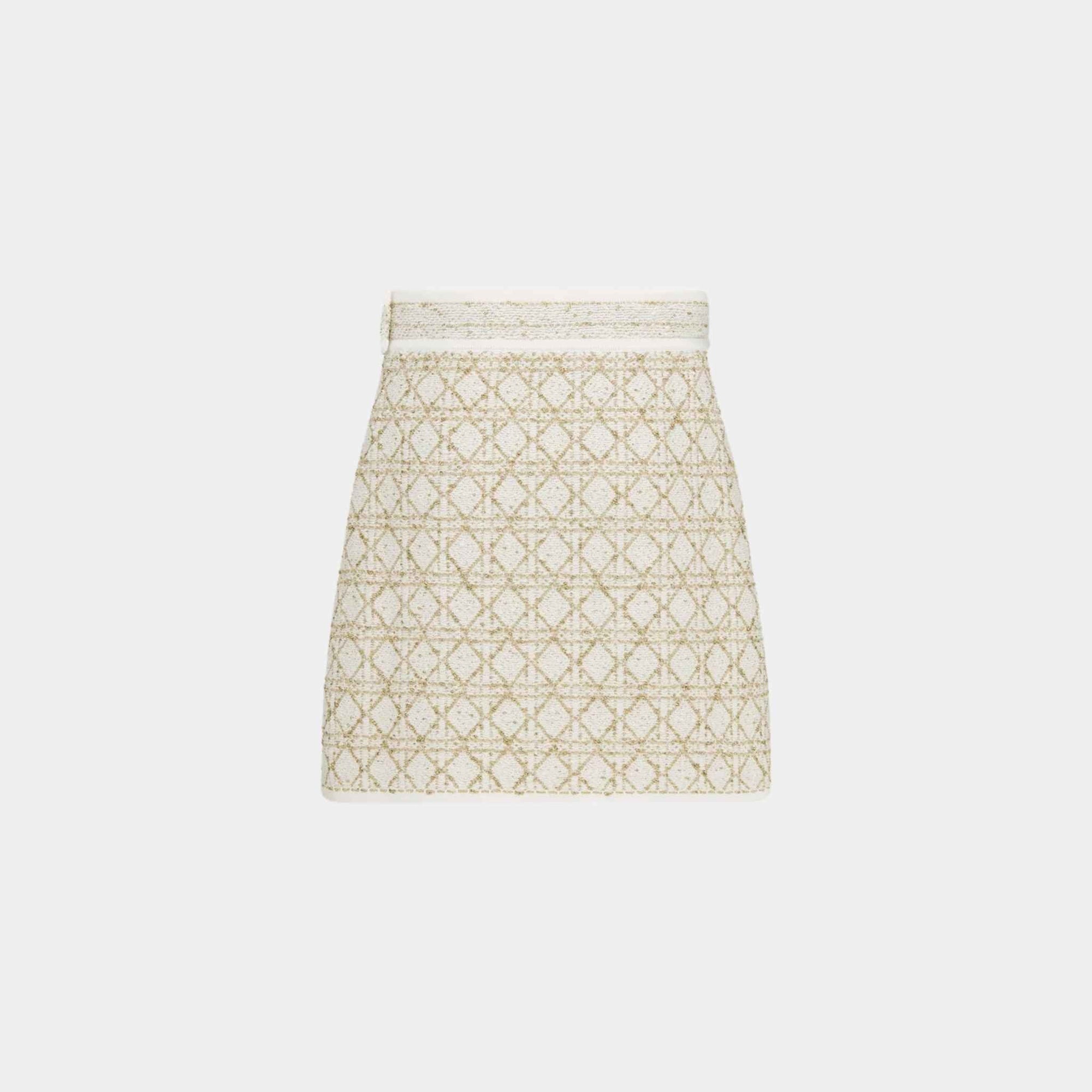 Or Cannage Miniskirt White And Gold-Tone Cotton-Blend Tweed Dior оригінал – Купити в Україні – вид ззаду
