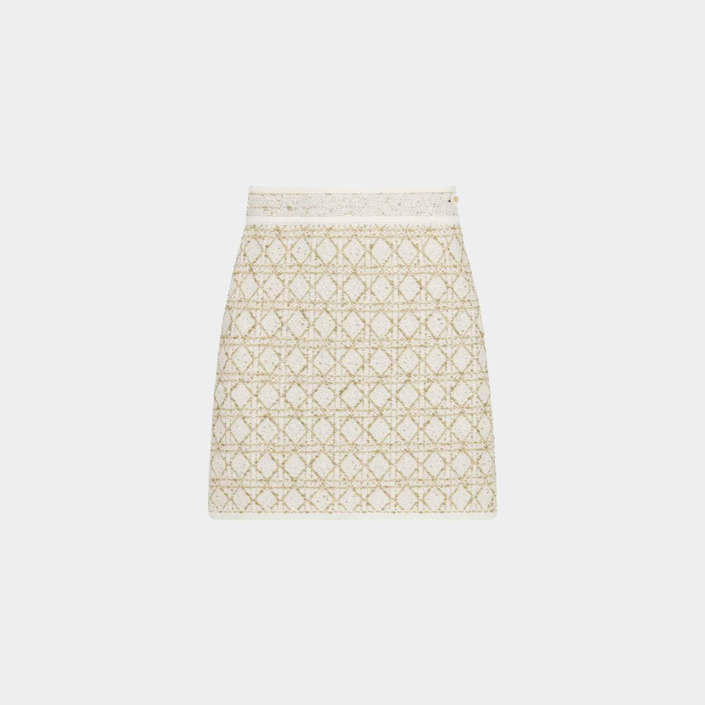 Or Cannage Miniskirt White And Gold-Tone Cotton-Blend Tweed Dior оригінал – Купити в Україні – боковий вид