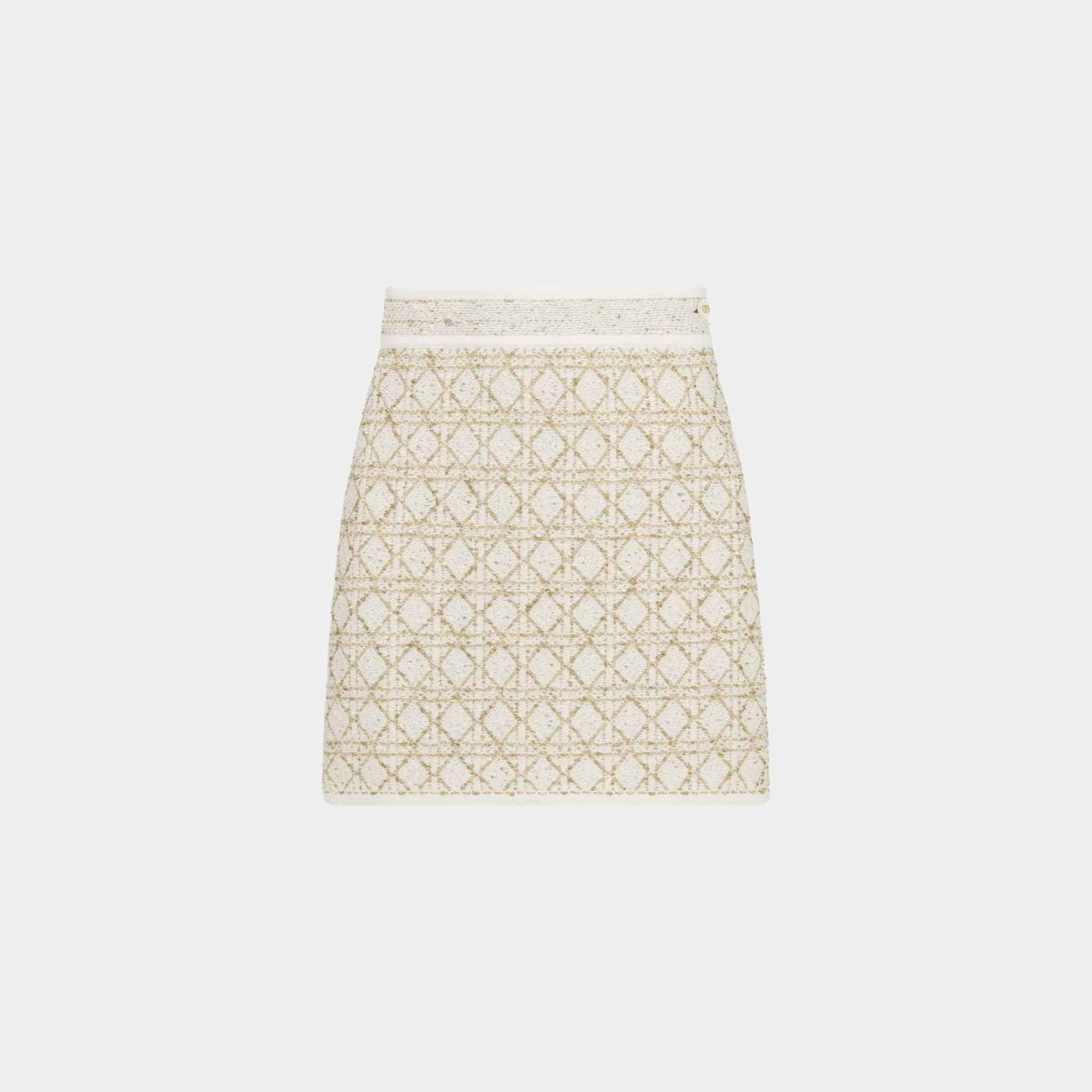 Or Cannage Miniskirt White And Gold-Tone Cotton-Blend Tweed Dior оригінал – Купити в Україні – боковий вид