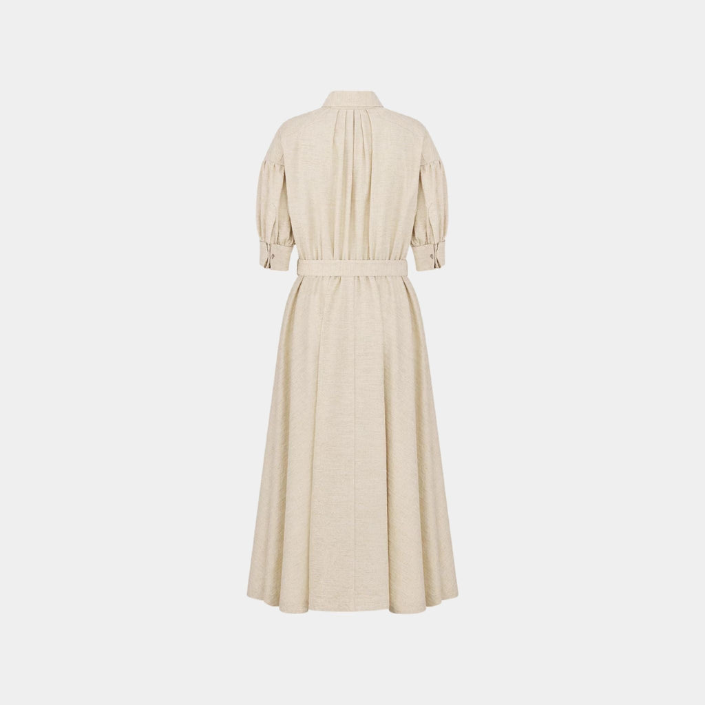 Or MID-Length Flared Dress Gold-Tone Cotton Denim Dior – Гарантія оригінальності – вид ззаду