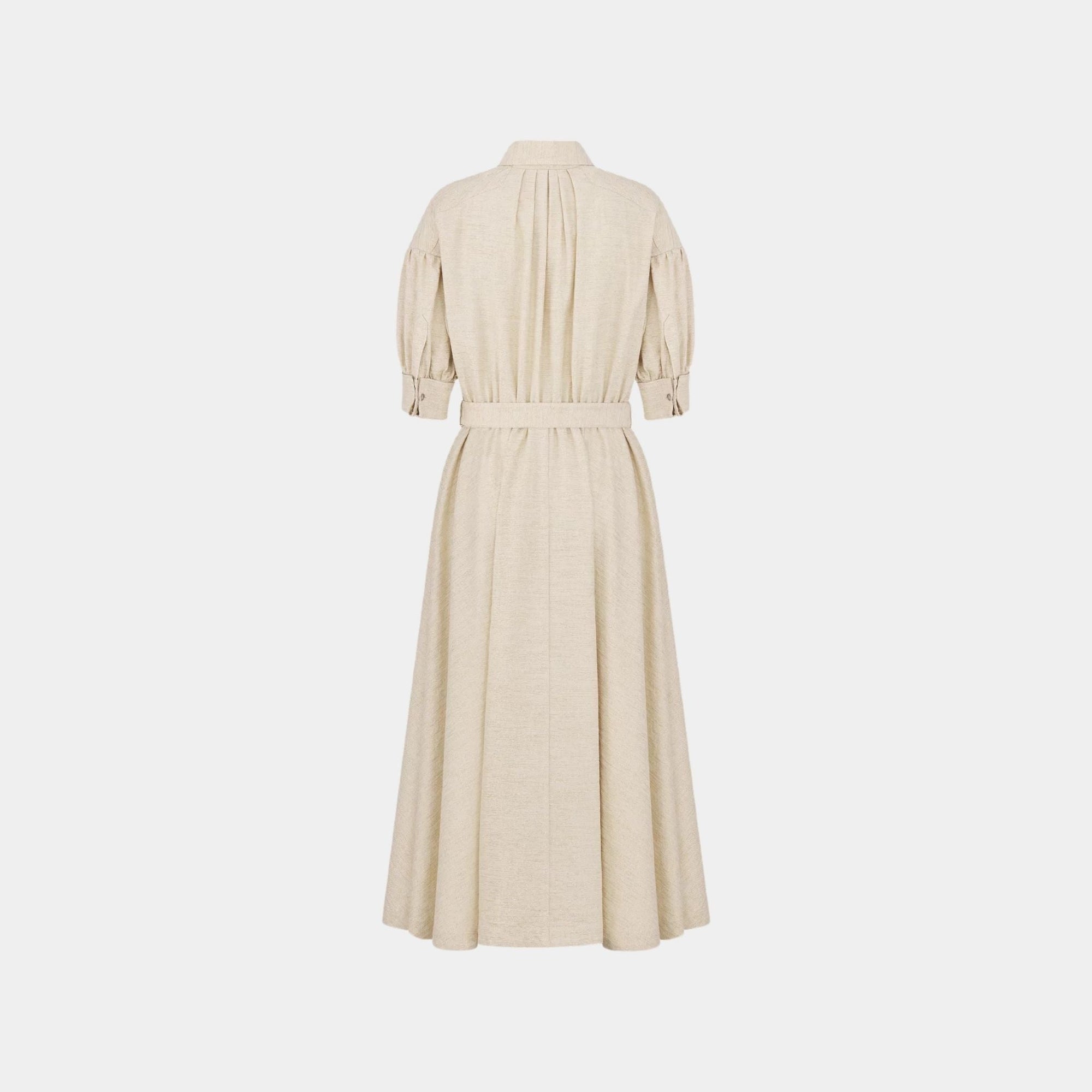 Or MID-Length Flared Dress Gold-Tone Cotton Denim Dior – Гарантія оригінальності – вид ззаду
