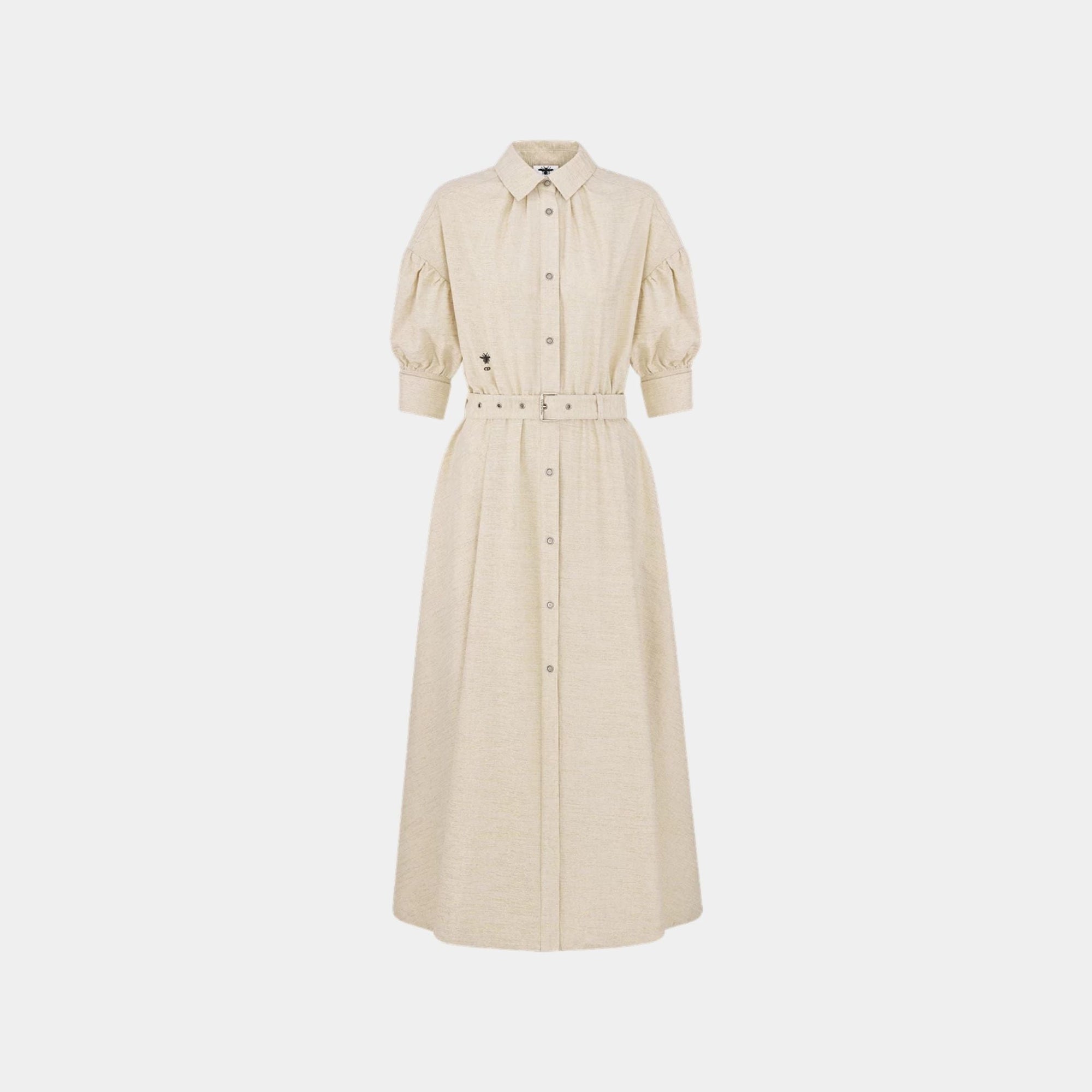 Or MID-Length Flared Dress Gold-Tone Cotton Denim Dior – Гарантія оригінальності – боковий вид