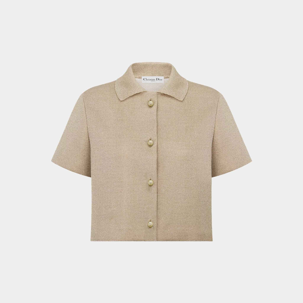 Or Short-Sleeved Jacket Gold-Tone Technical Knit Dior – Гарантія оригінальності – боковий вид