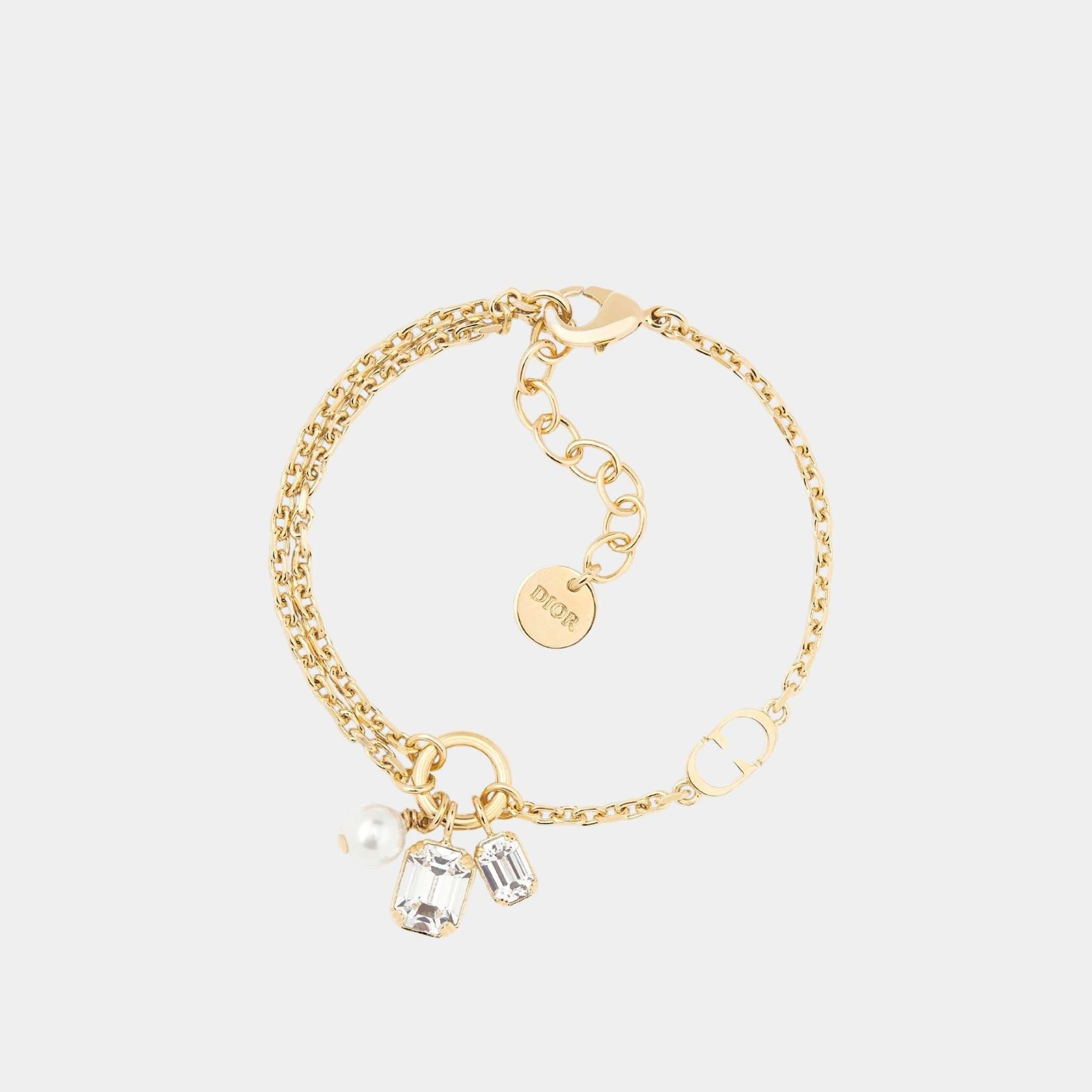 Petit CD Bracelet With White Resin Pearl And Crystals Dior оригінал – Купити в Україні – боковий вид