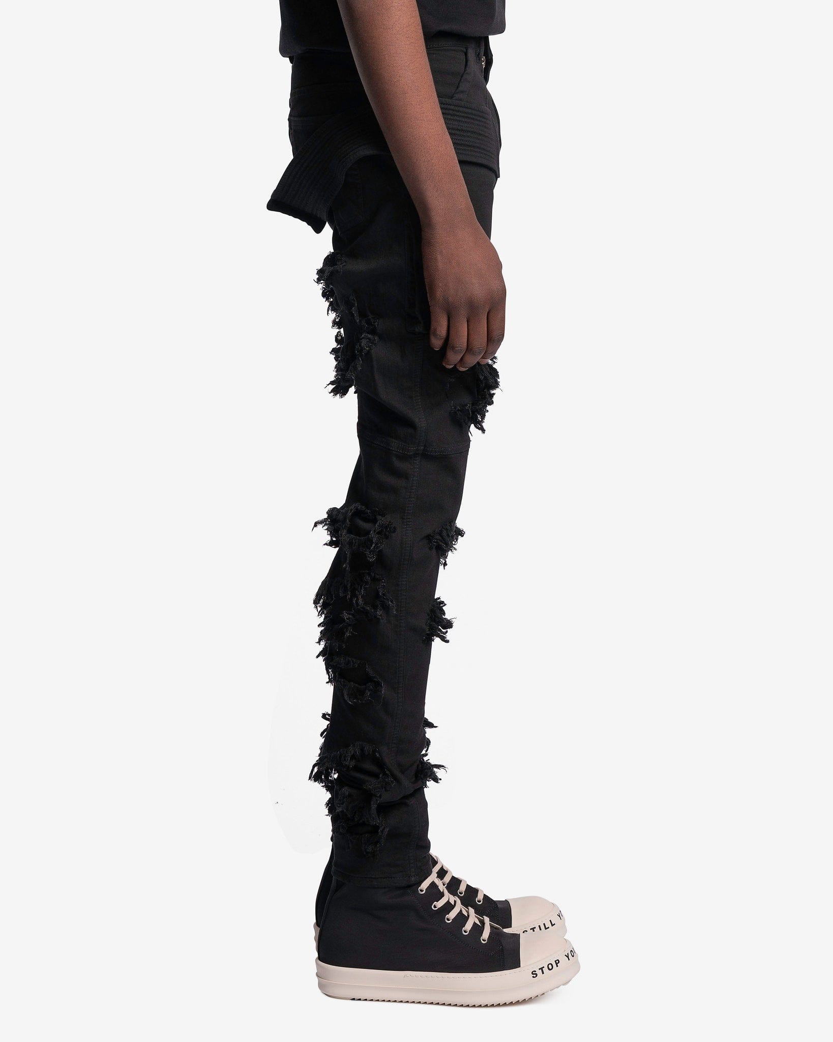 Distressed Denim Creatch Pants In Black Rick owens оригінал – Купити в Україні – вид ззаду
