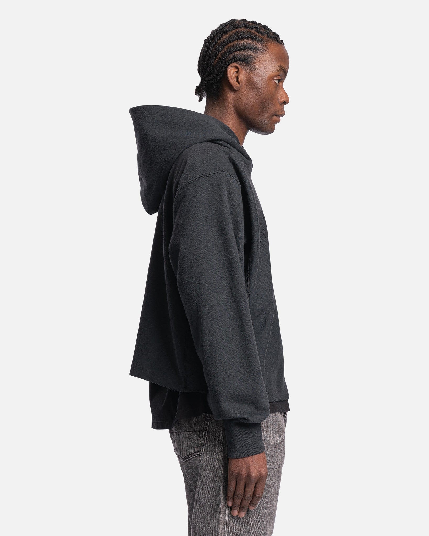 Distressed Logo Fleece Hoodie In Black Delavè Maison margiela оригінал – Купити в Україні – вид ззаду
