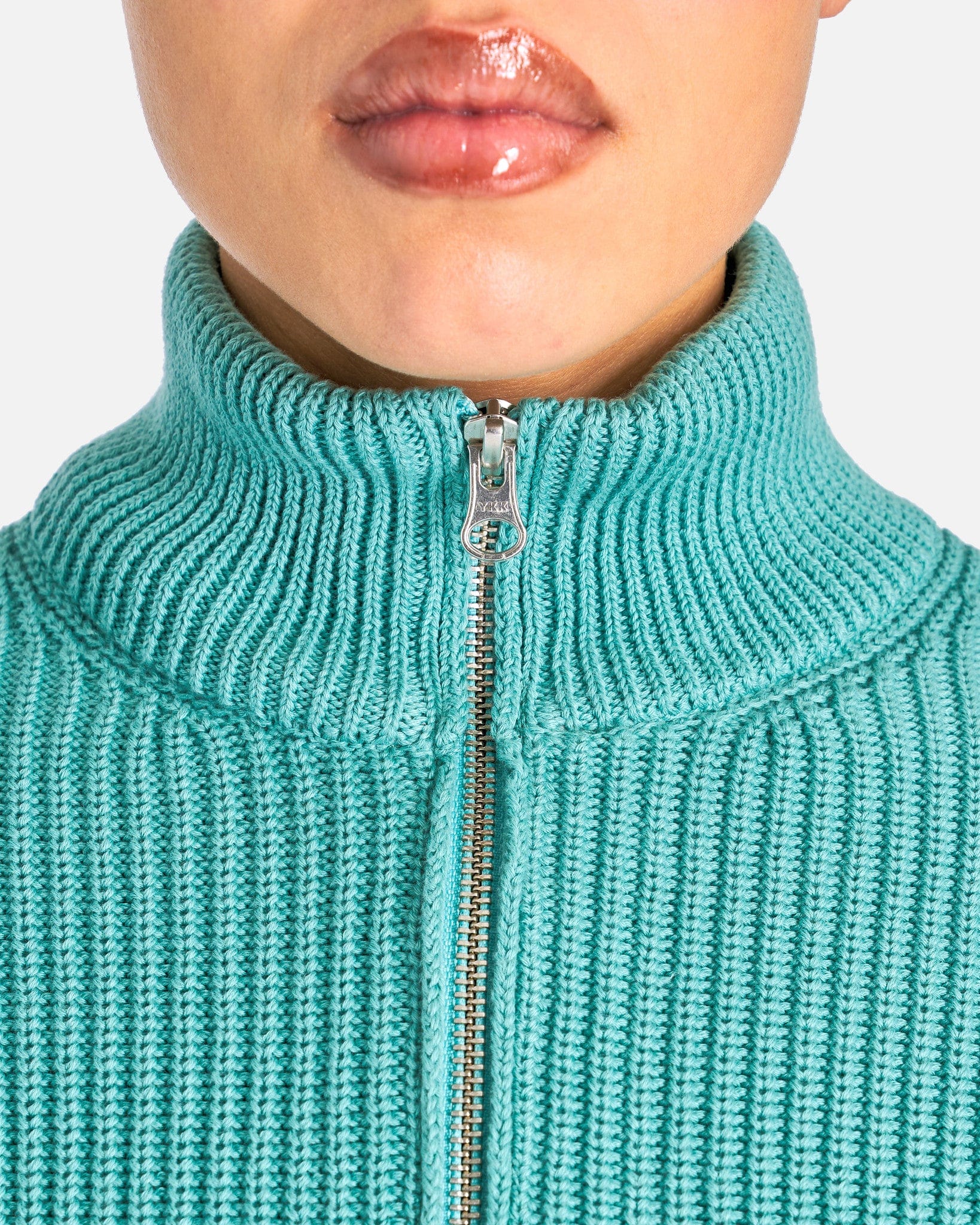 Distressed Rib Knit Trucker Jacket In Turquoise Maison margiela оригінал – Купити в Україні – збільшений вид