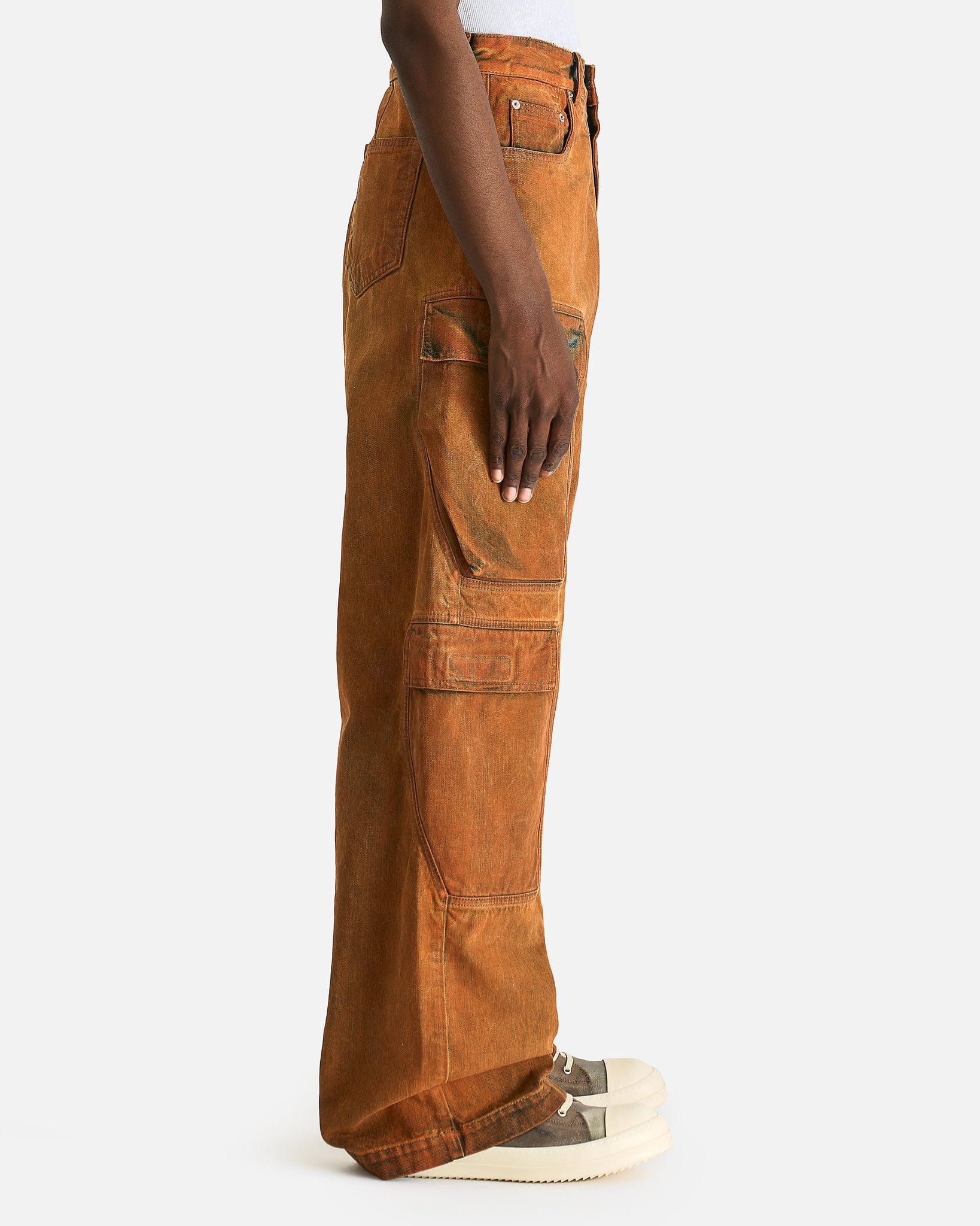 Double Cargo Jeans In Orange Rick owens – Гарантія оригінальності – вид ззаду