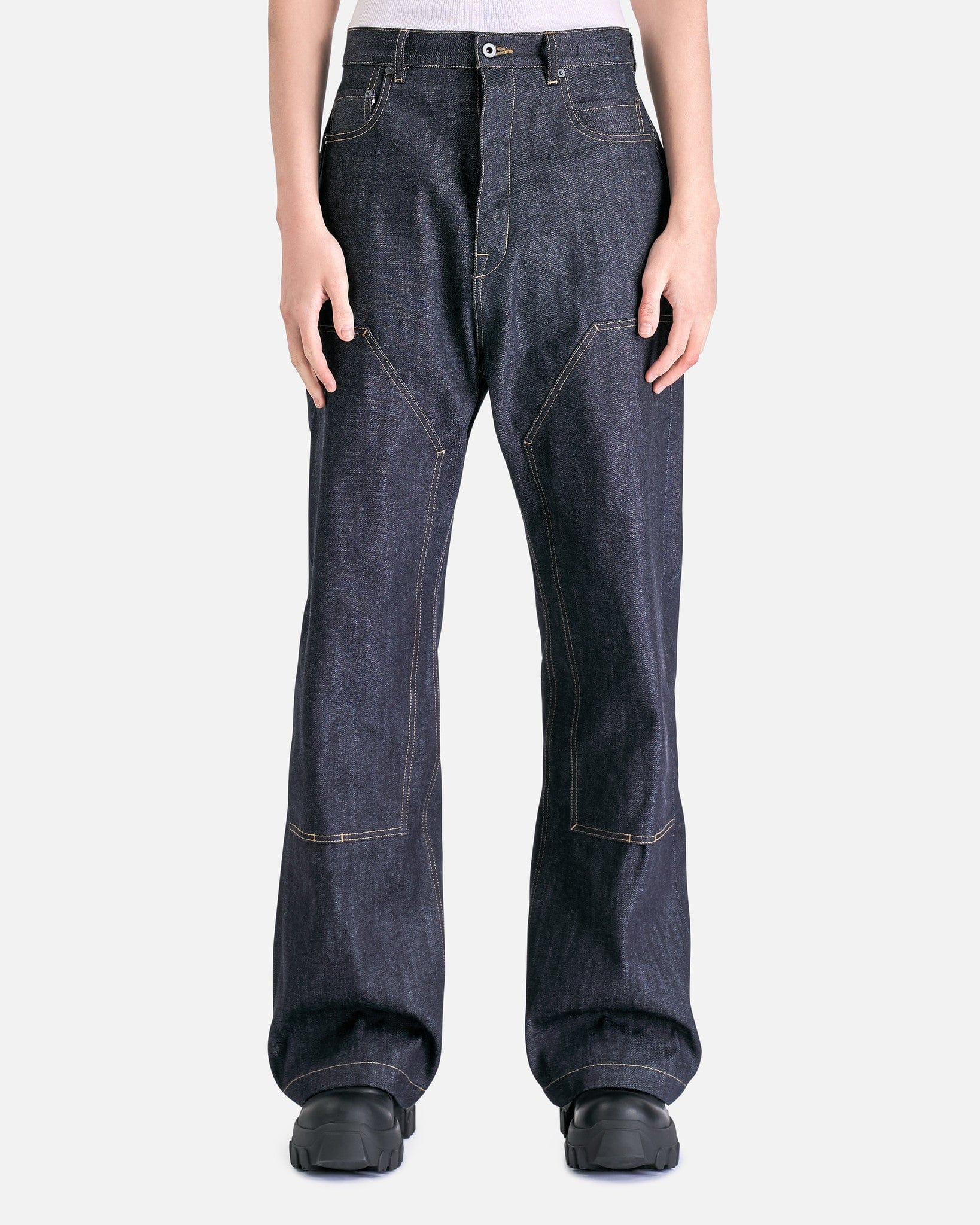 Double Knee Geth Cut In Indigo Rick owens – Гарантія оригінальності – боковий вид