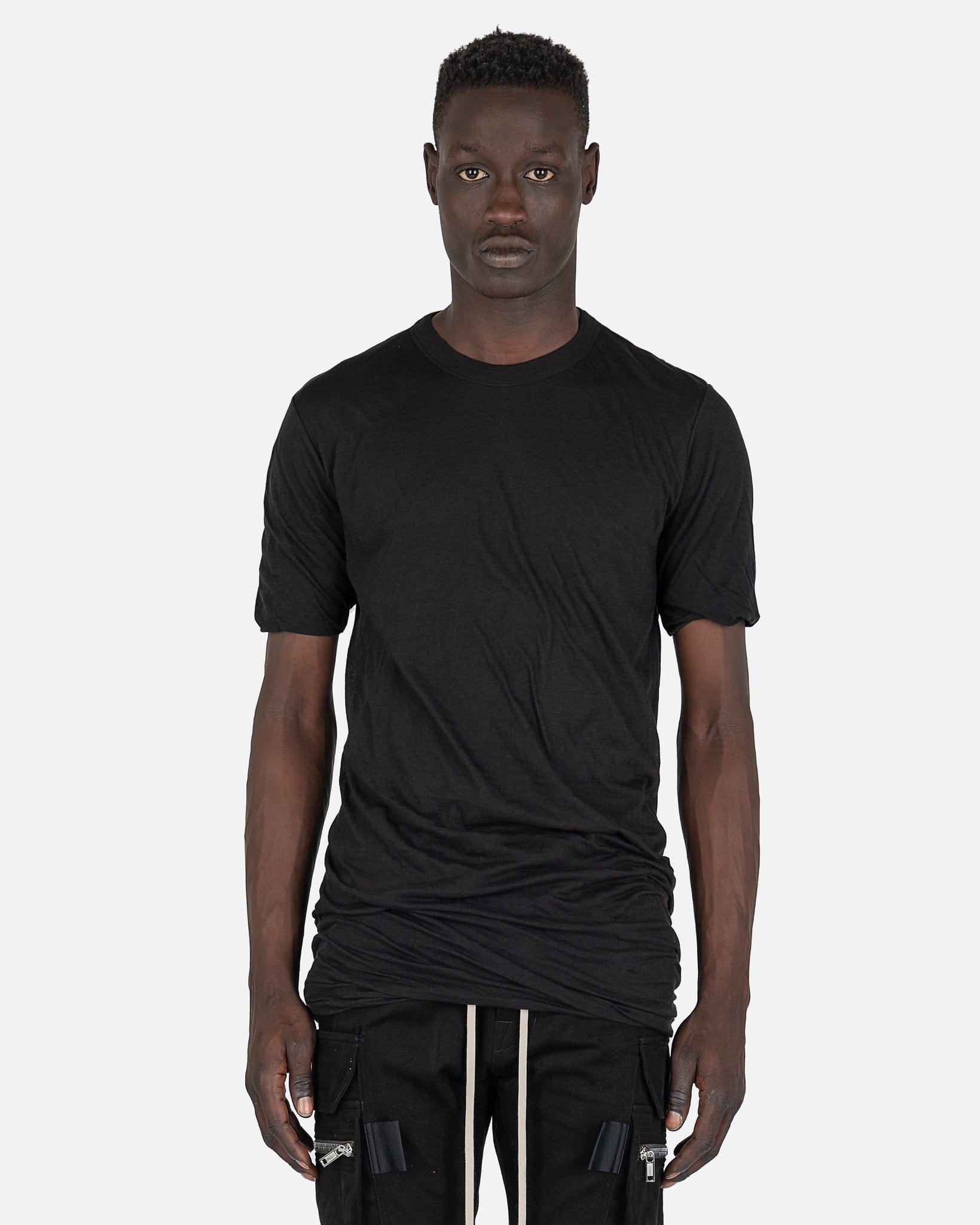 Double Shortsleeve T-Shirt In Black Rick owens – Гарантія оригінальності – боковий вид