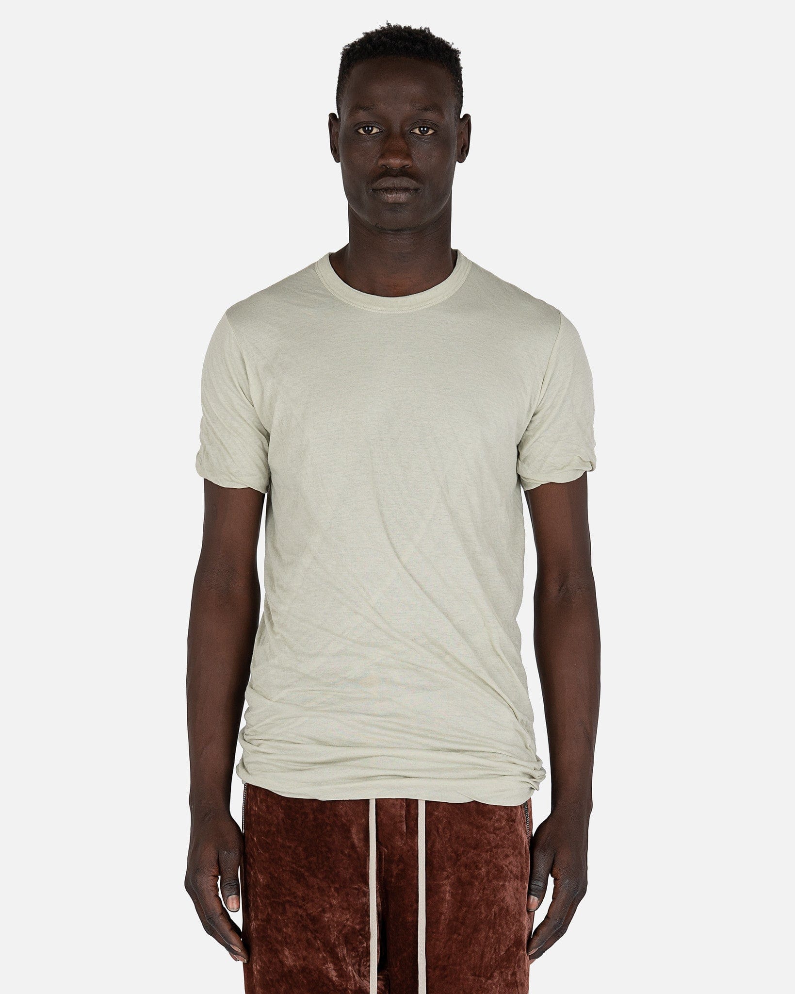 Double Shortsleeve T-Shirt In Pearl Rick owens – Гарантія оригінальності – боковий вид