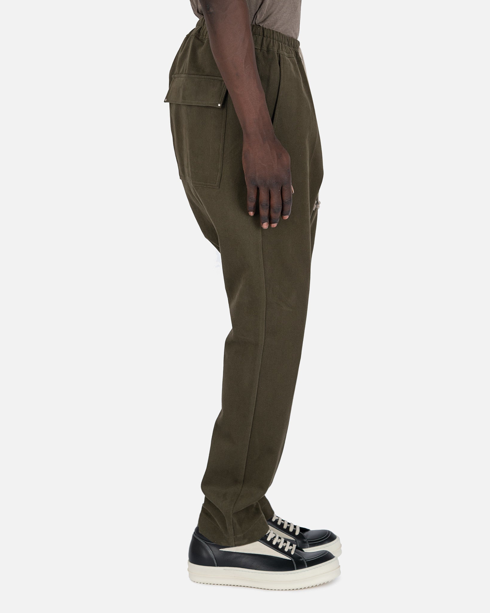 Оригінальна Drawstring Long In Green Rick owens – вид ззаду