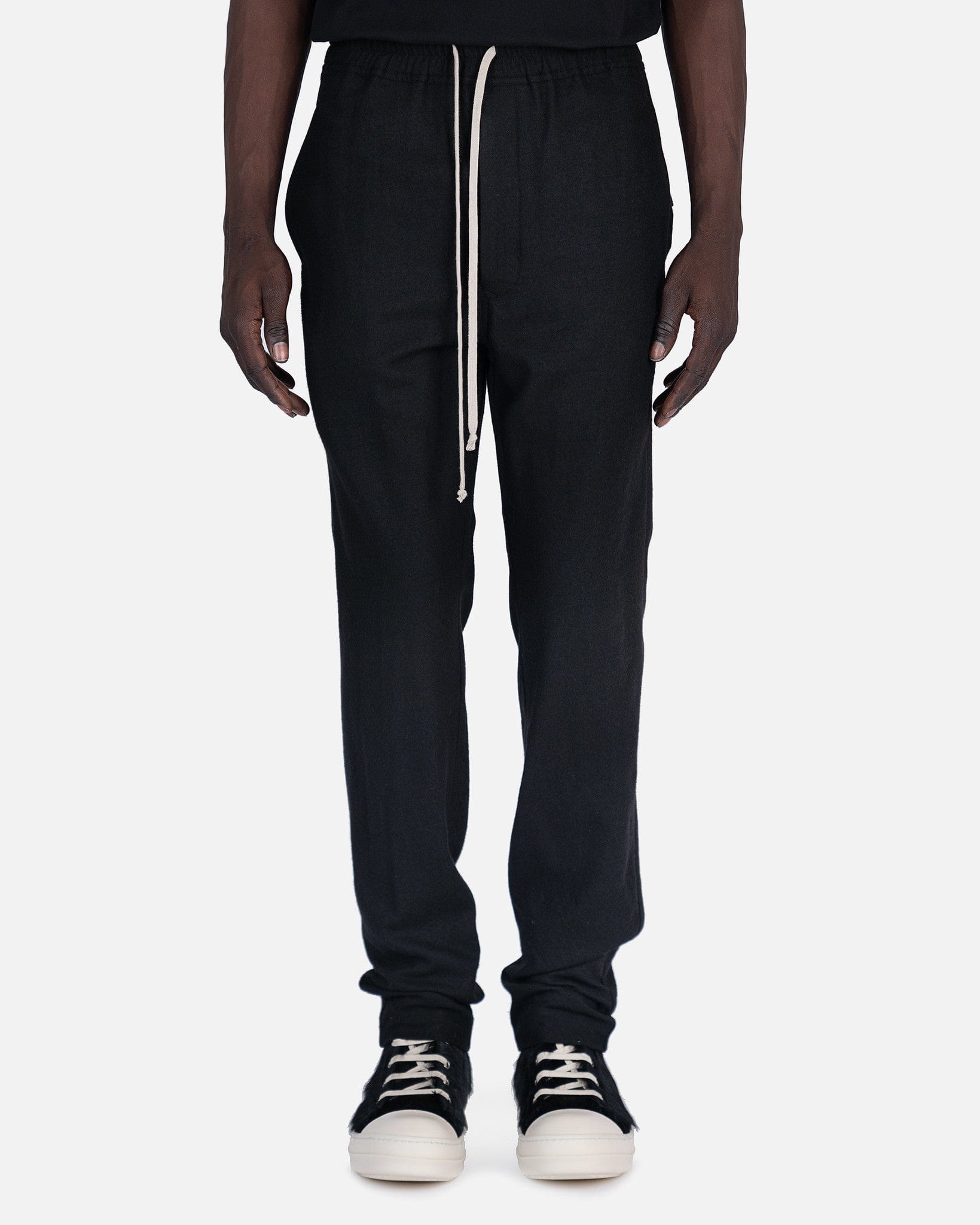 Drawstring Slim Long In Black Rick owens – Гарантія оригінальності – боковий вид