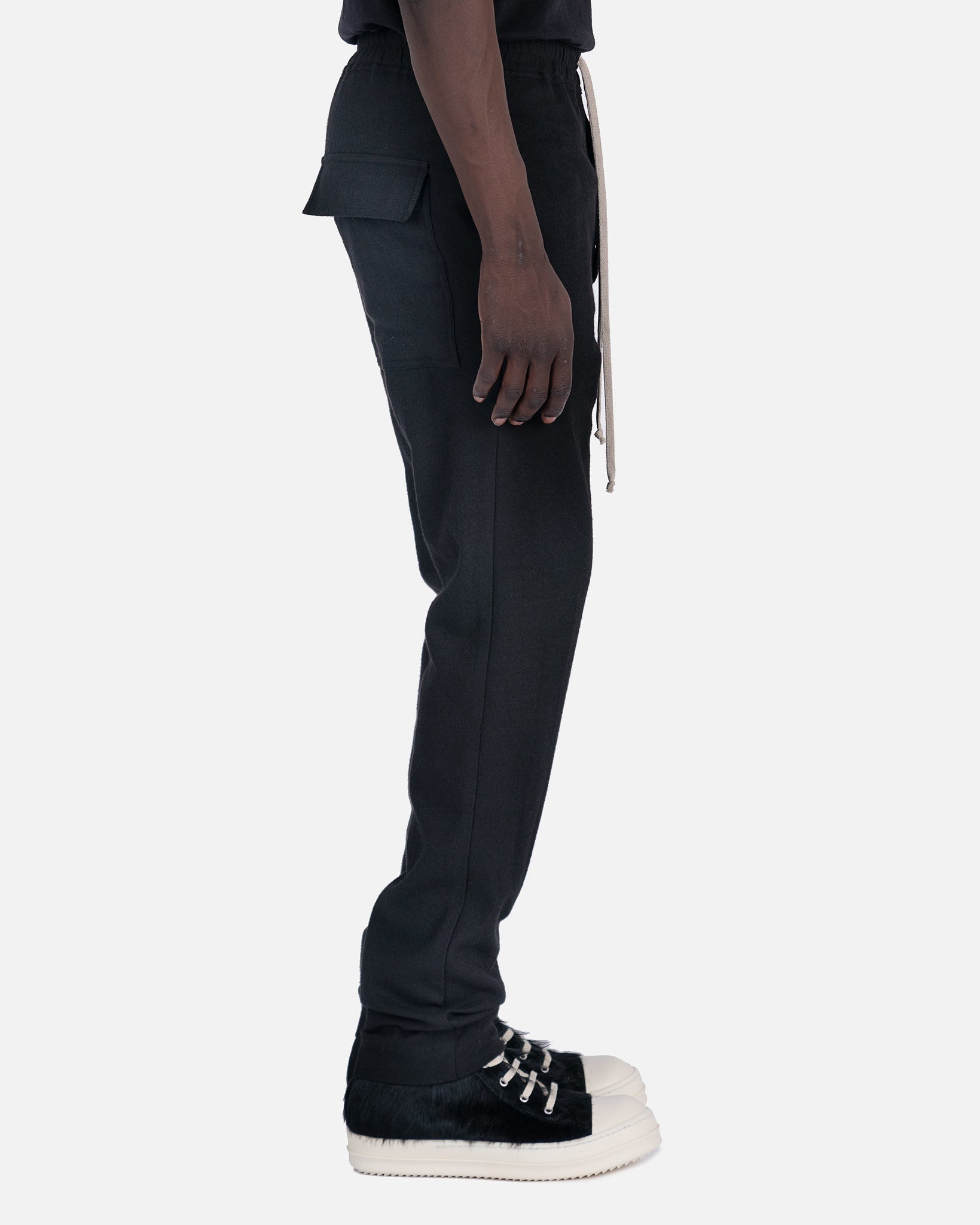 Drawstring Slim Long In Black Rick owens – Гарантія оригінальності – вид ззаду