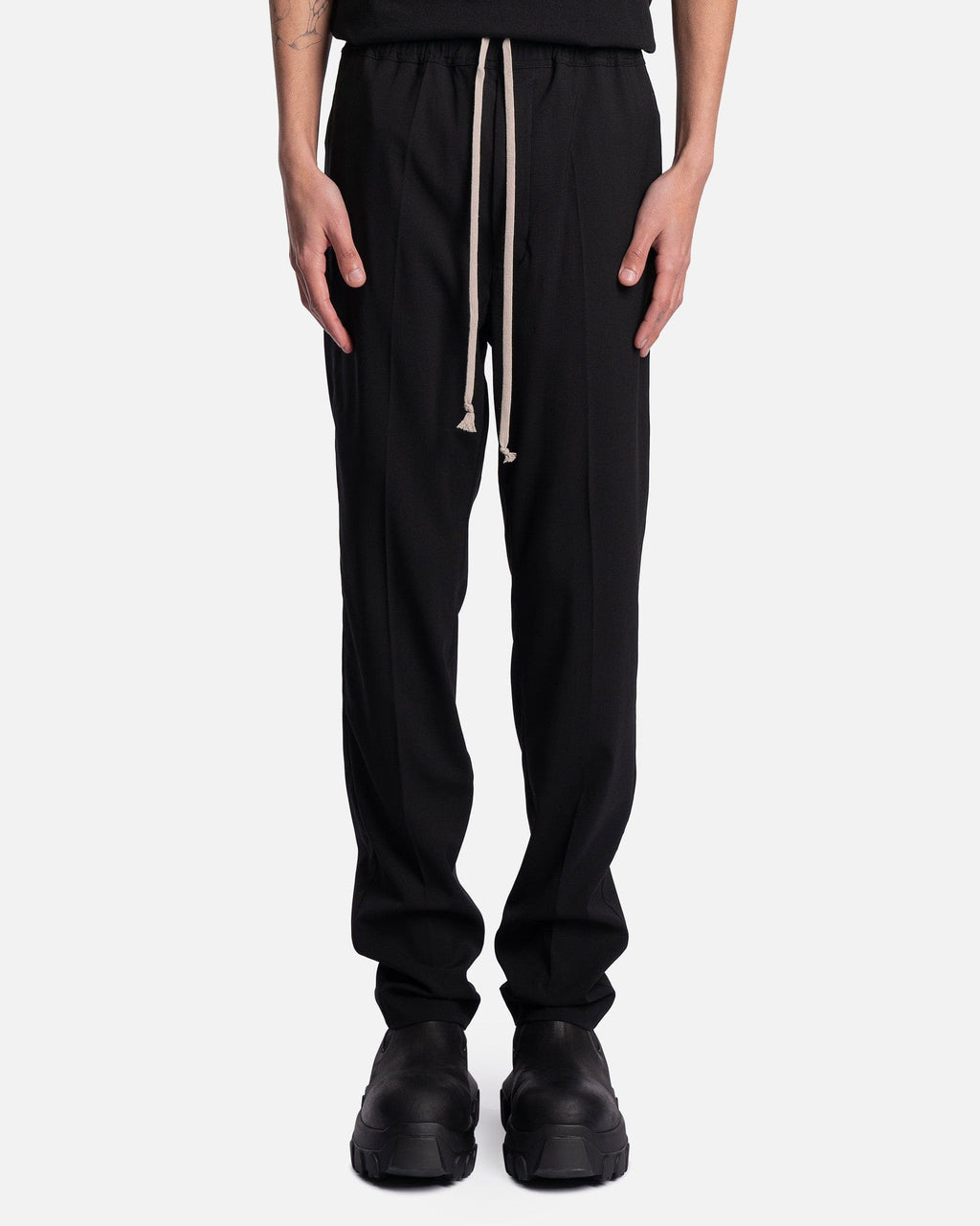 Drawstring Slim Long In Black Rick owens – Гарантія оригінальності – боковий вид