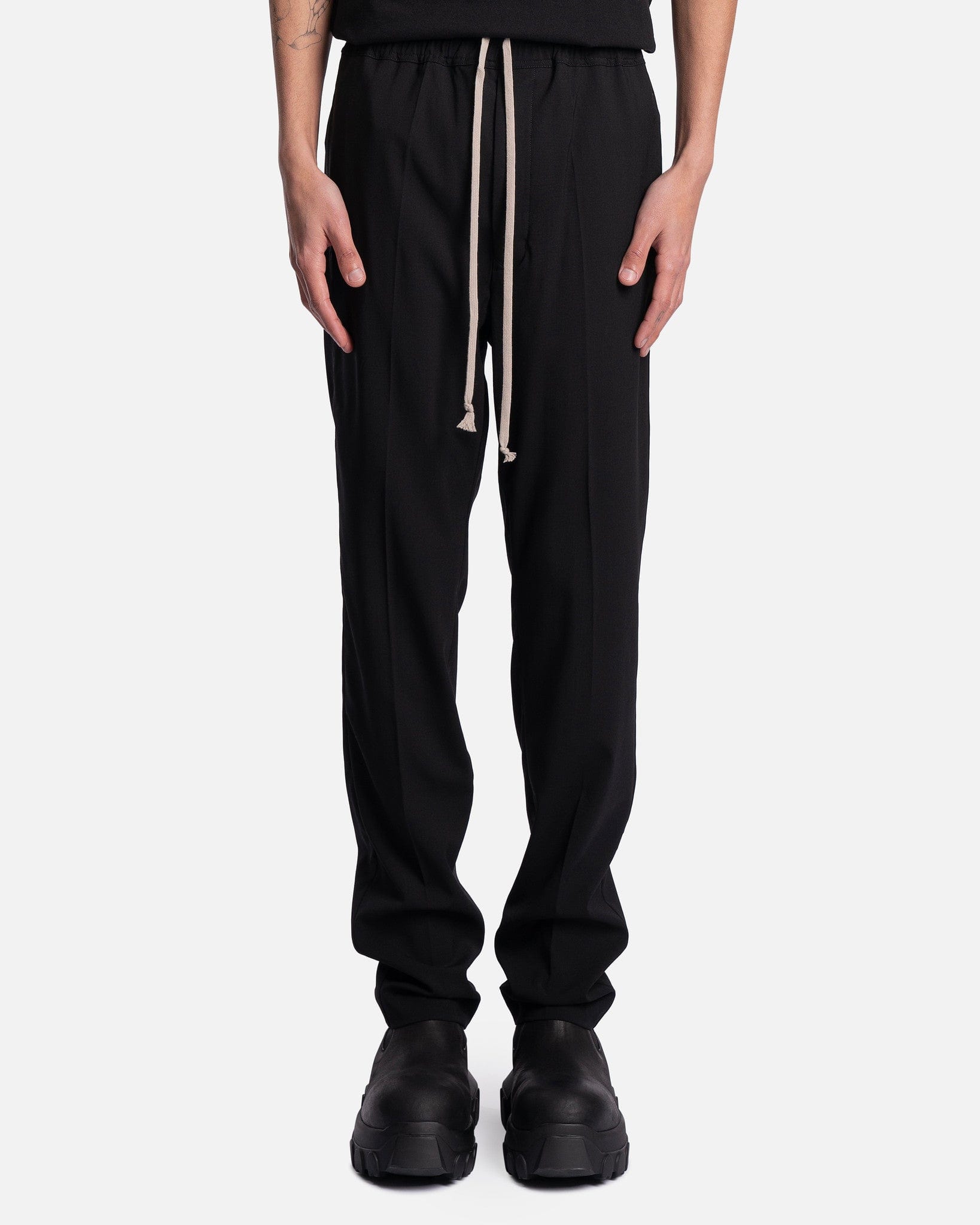 Drawstring Slim Long In Black Rick owens – Гарантія оригінальності – боковий вид