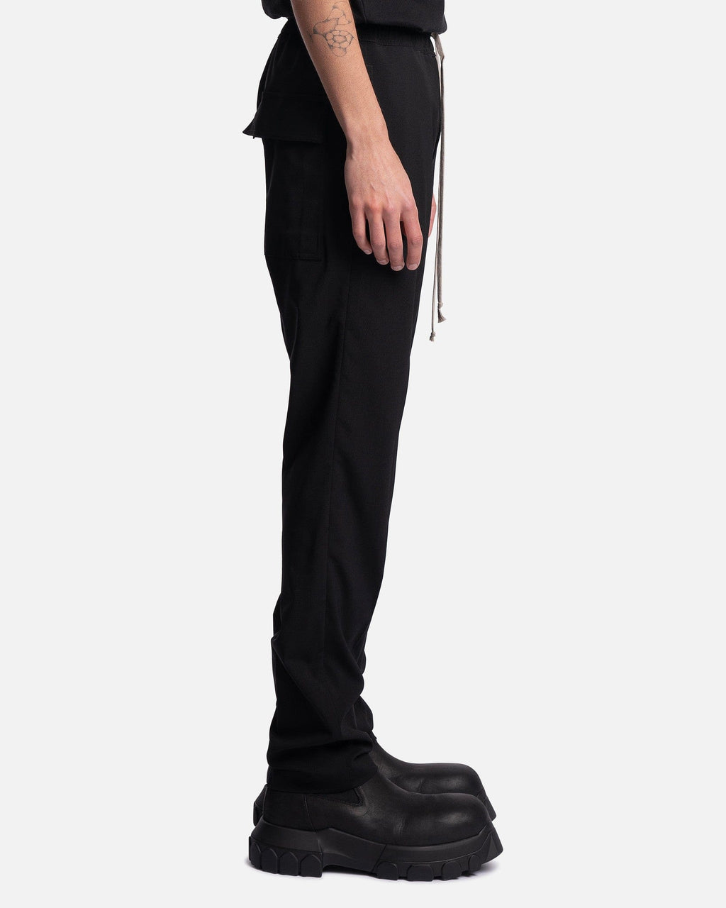 Drawstring Slim Long In Black Rick owens – Гарантія оригінальності – вид ззаду